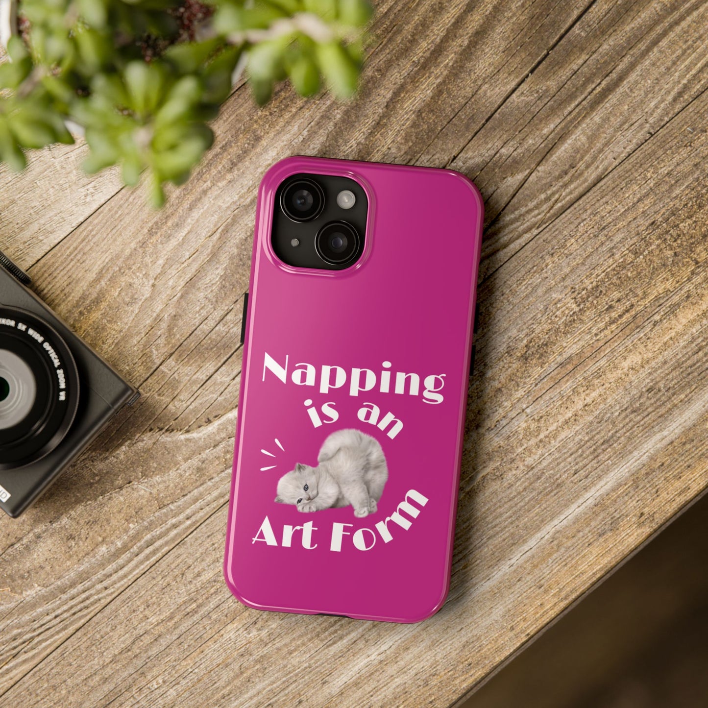 Napping Is An Art Form Printed Phone Case in Pink - Impact-Resistant with Wireless Charging Support