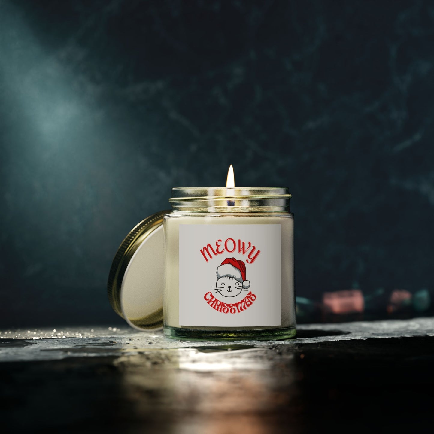 Meowy Christmas 4oz Scented Candles made of Coconut Apricot Wax