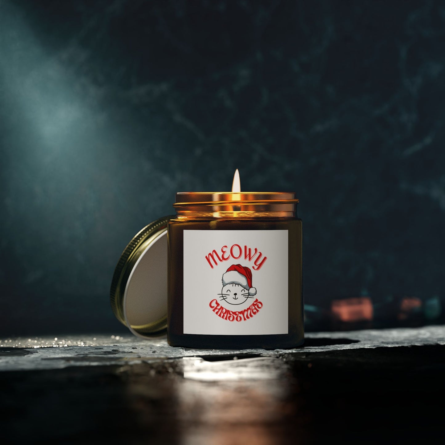 Meowy Christmas 4oz Scented Candles made of Coconut Apricot Wax