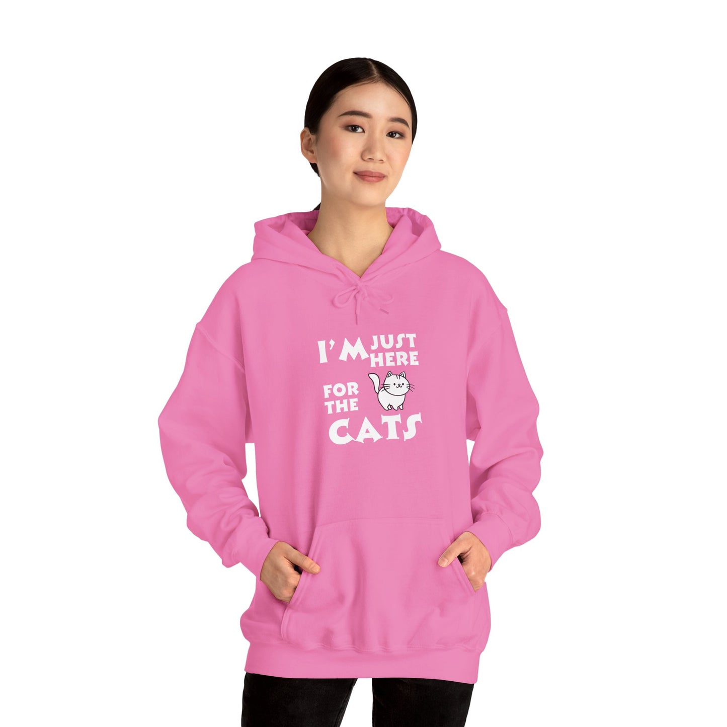 Unisex Heavy Blend™ Hooded Sweatshirt - I'm Just Here for the Cats