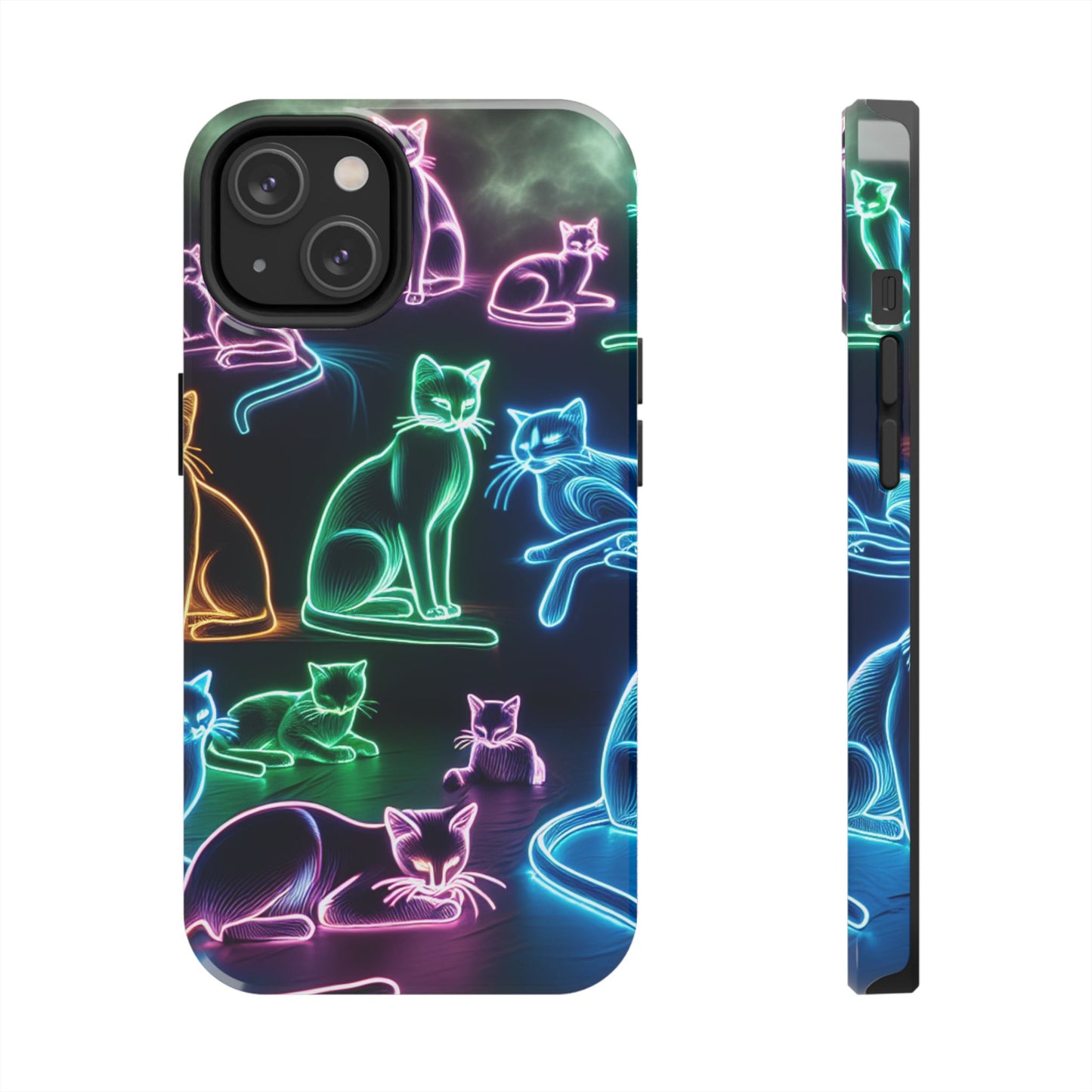 Neon Cats printed Phone Case