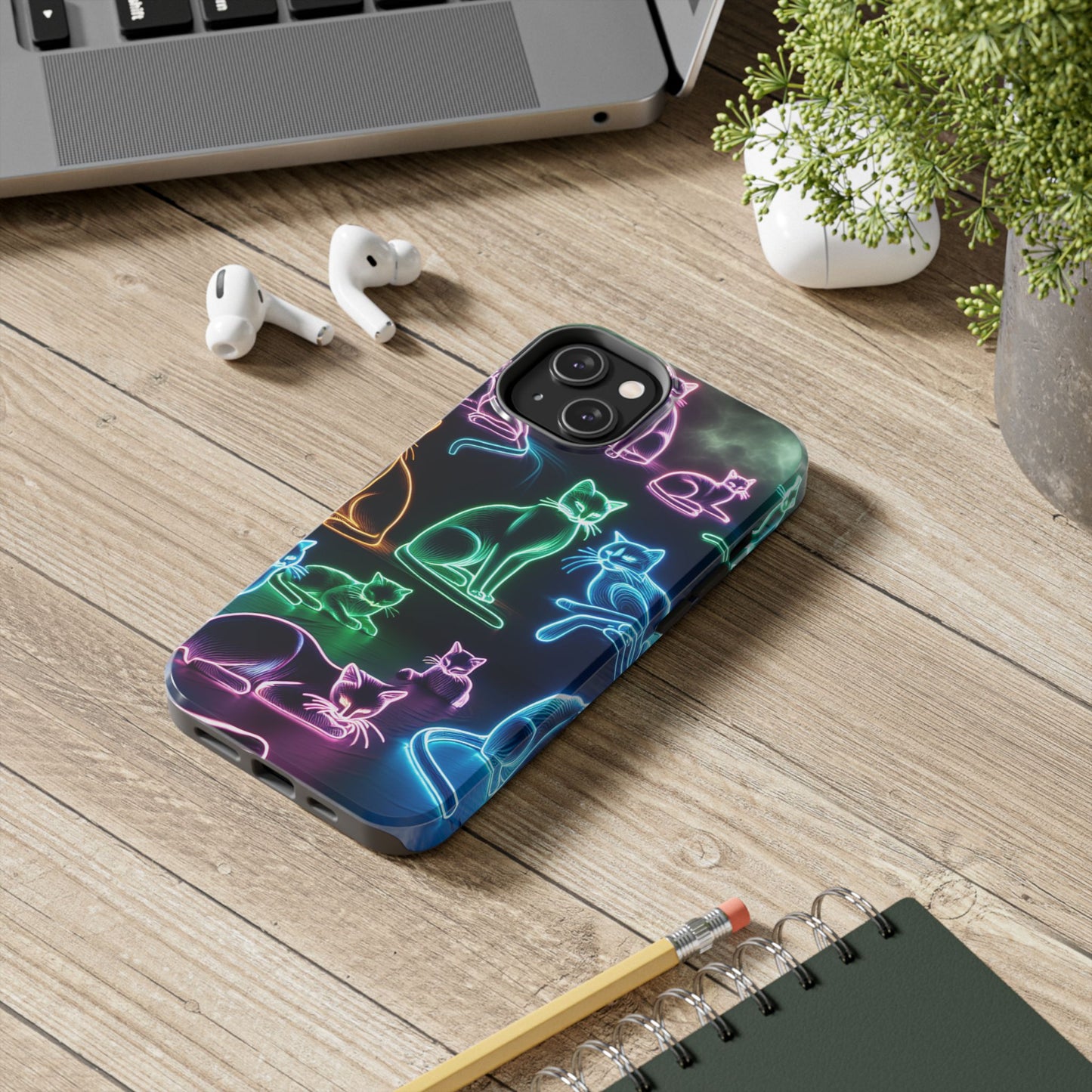 Neon Cats printed Phone Case