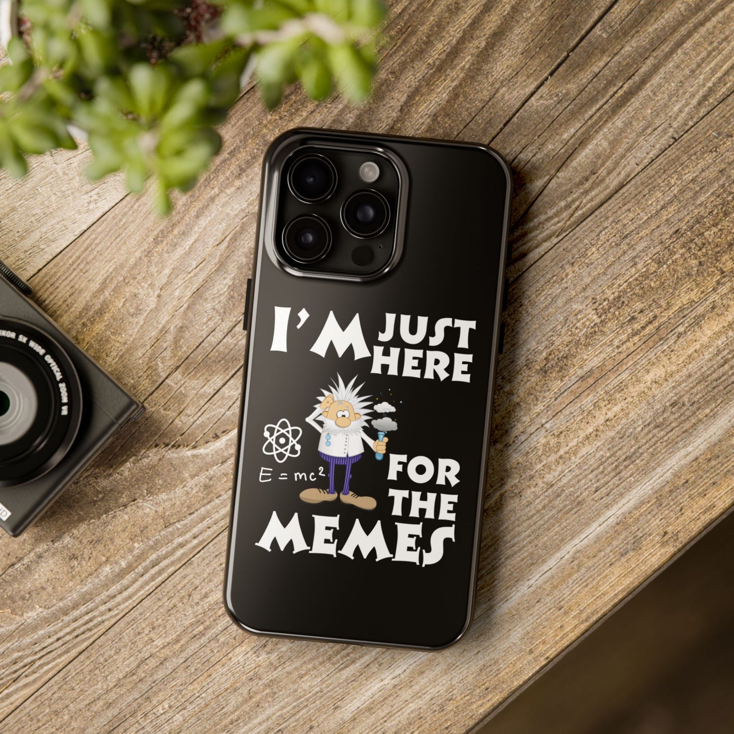 I'm Just Here for the Memes Printed Phone Case in Black - Impact-Resistant & Wireless Charging Support