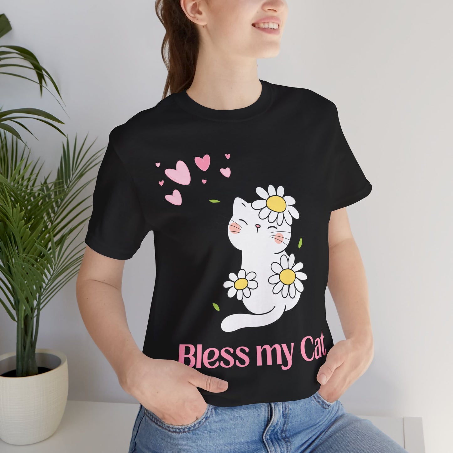 Unisex Crew Neck T-Shirt with Bless My Cat Print - Soft Cotton & Quality Bella-Canvas Design