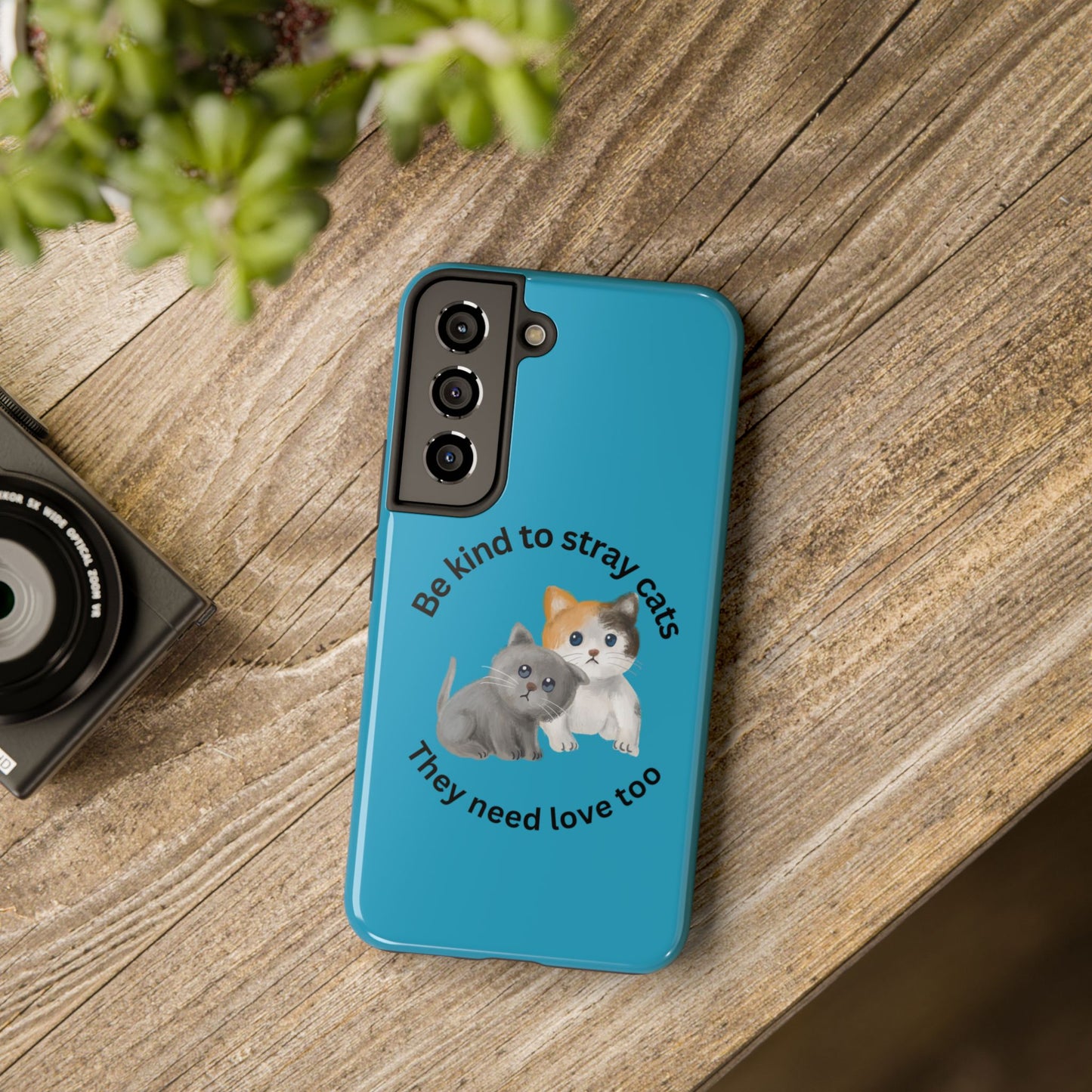 Blue Be Kind to Stray Cats Printed Phone Case - Impact-Resistant TPU & Polycarbonate