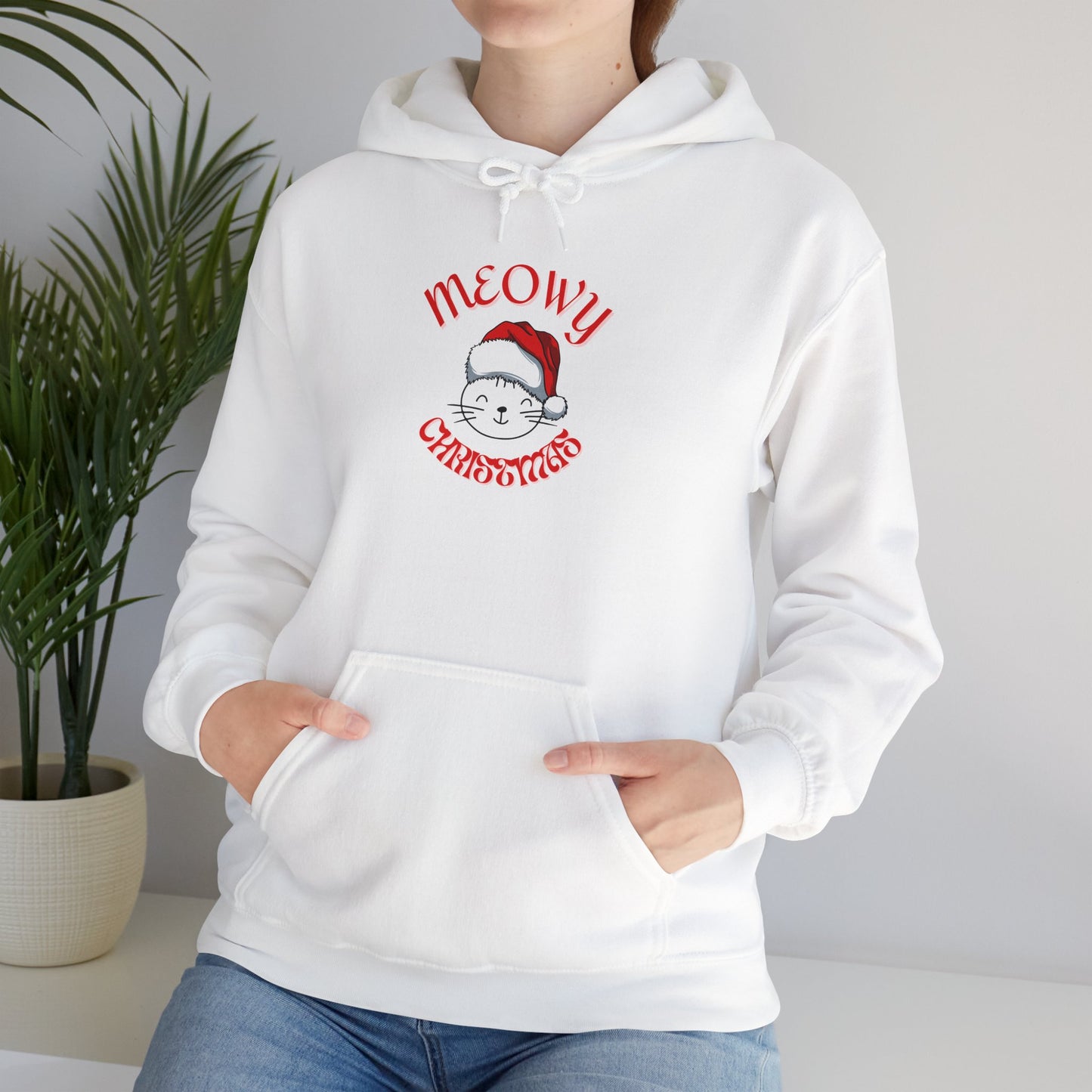 Unisex Heavy Blend™ Hooded Sweatshirt - Meowy Christmas