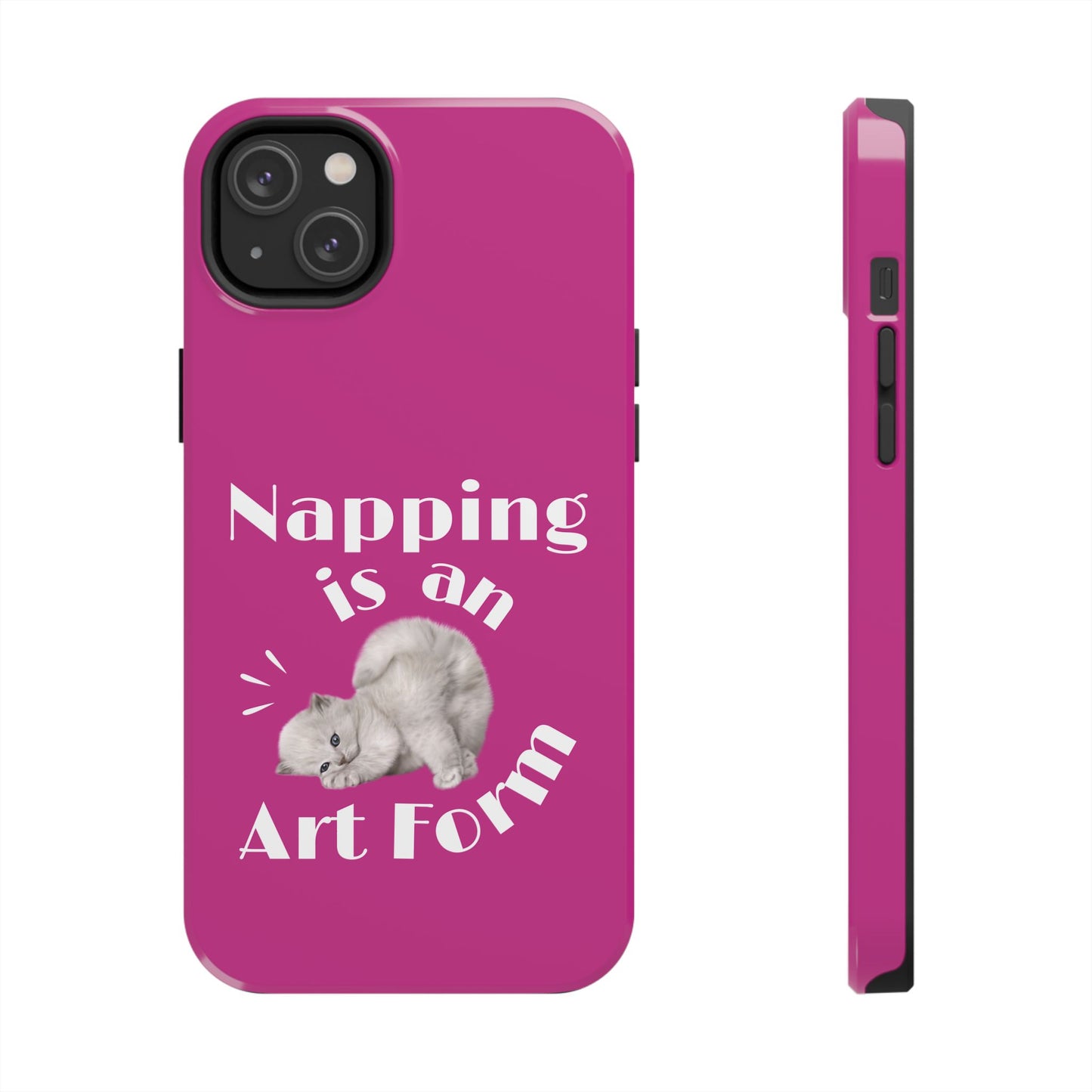 Napping Is An Art Form Printed Phone Case in Pink - Impact-Resistant with Wireless Charging Support