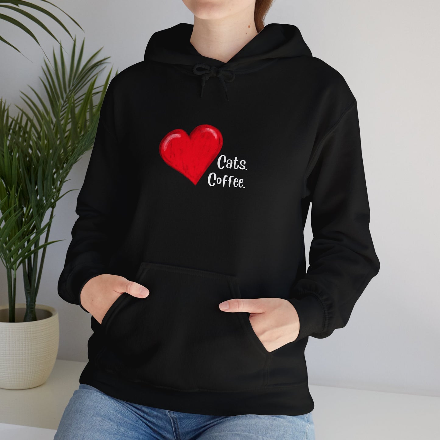 Unisex Heavy Blend™ Hooded Sweatshirt - Love Cats, Love Coffee print