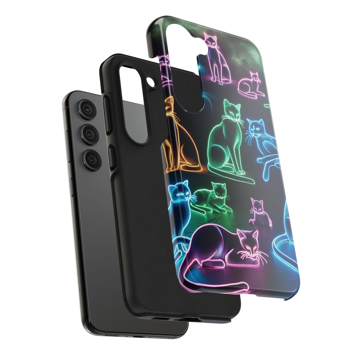 Neon Cats printed Phone Case