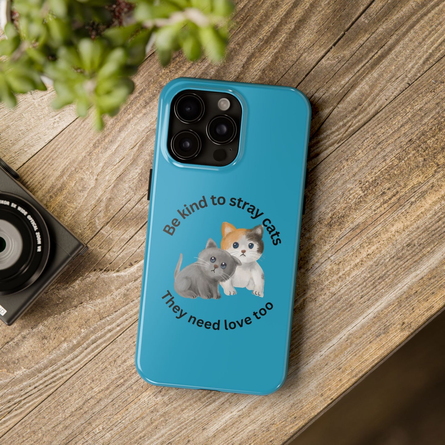 Blue Be Kind to Stray Cats Printed Phone Case - Impact-Resistant TPU & Polycarbonate