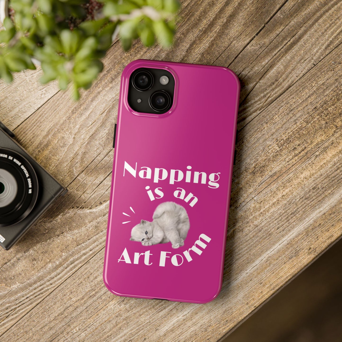 Napping Is An Art Form Printed Phone Case in Pink - Impact-Resistant with Wireless Charging Support