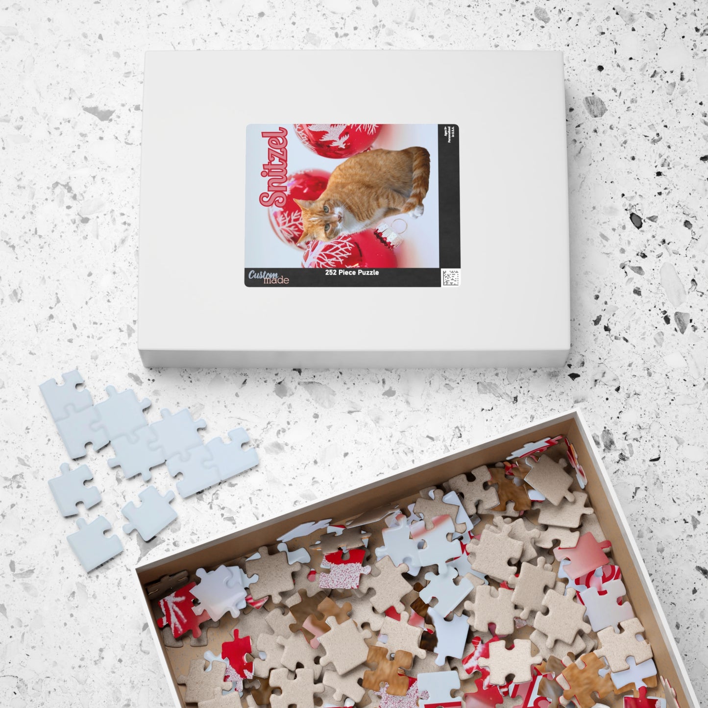 Personalised Christmas Puzzle – Custom Ginger Cat Puzzle (252, 520, 1014 Pieces)