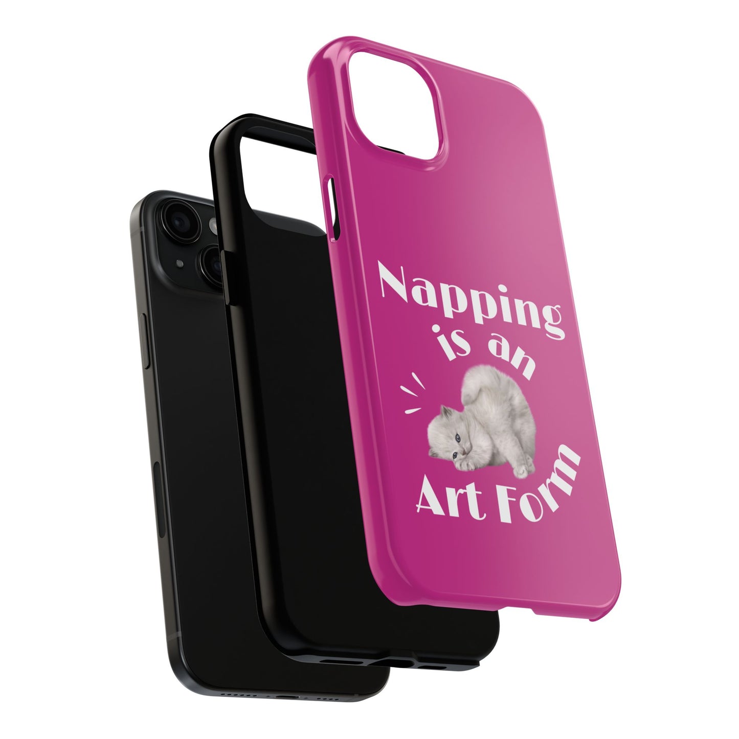 Napping Is An Art Form Printed Phone Case in Pink - Impact-Resistant with Wireless Charging Support