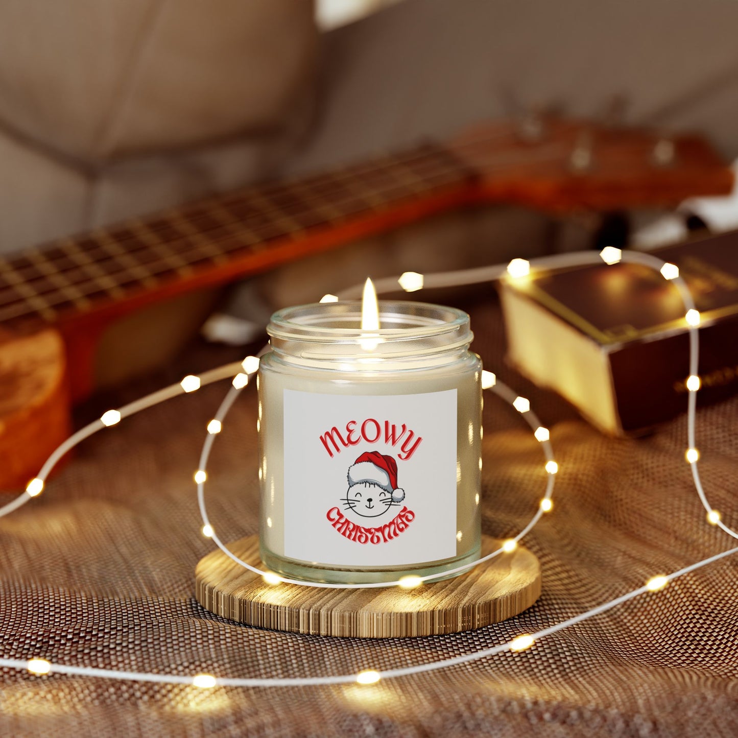 Meowy Christmas 4oz Scented Candles made of Coconut Apricot Wax