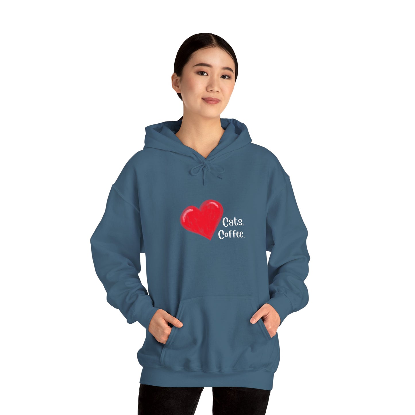 Unisex Heavy Blend™ Hooded Sweatshirt - Love Cats, Love Coffee print