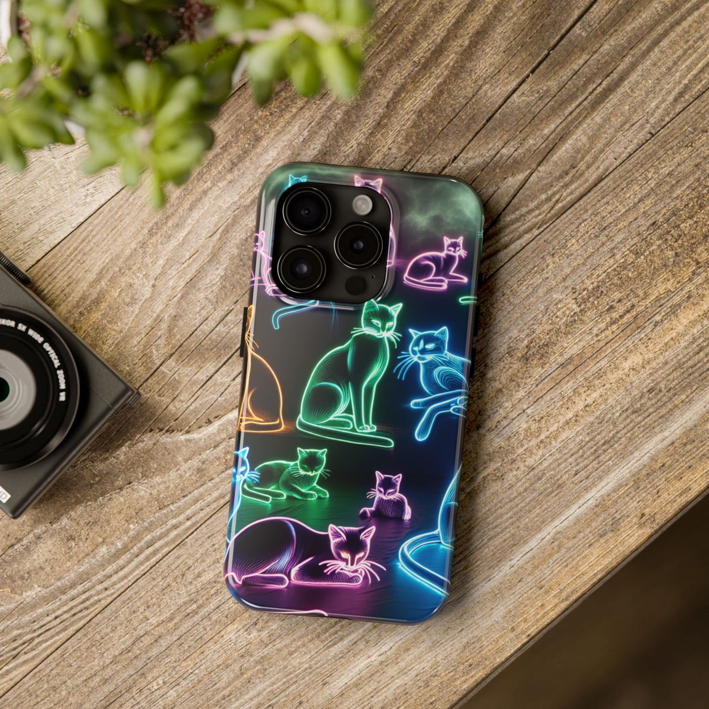 Neon Cats printed Phone Case