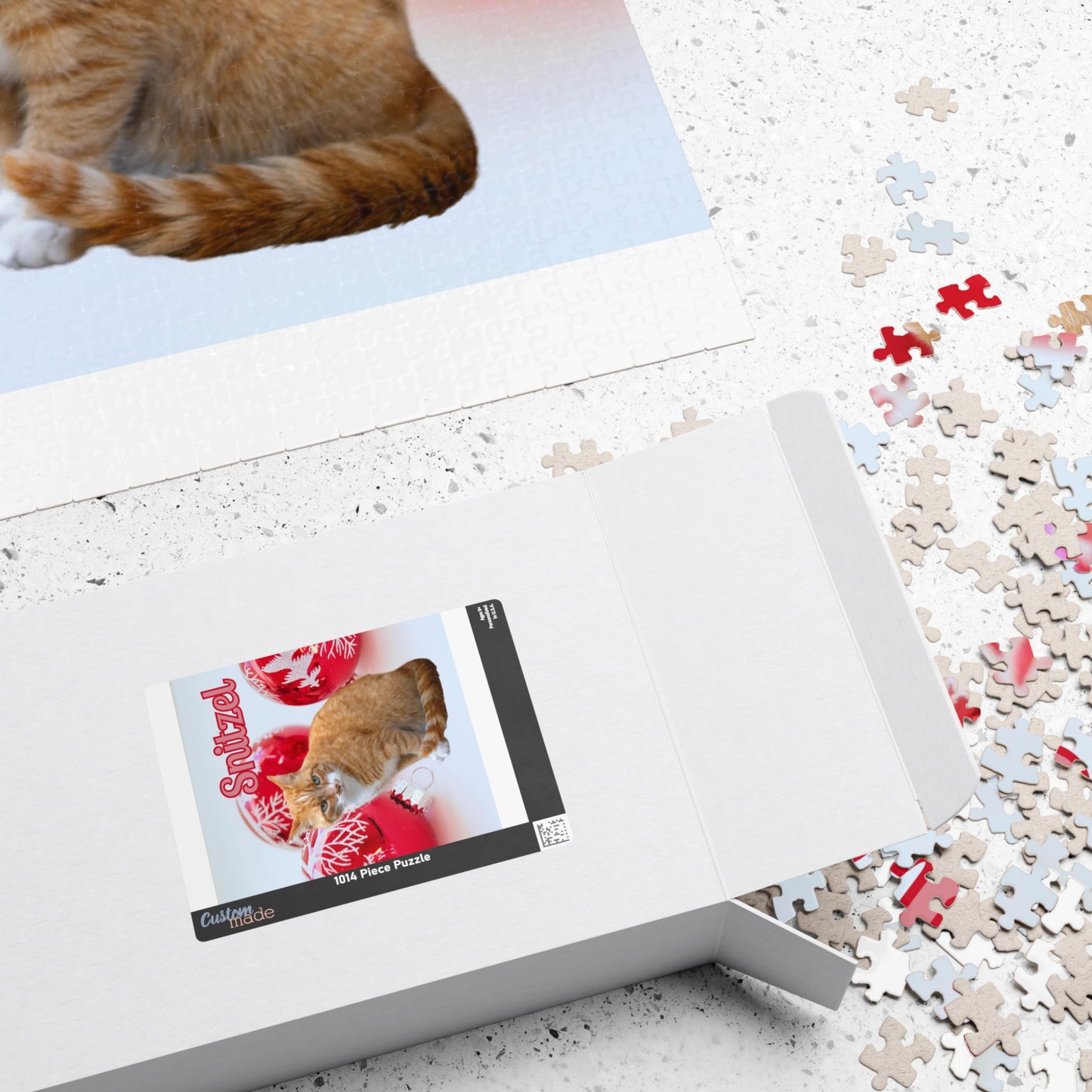 Personalised Christmas Puzzle – Custom Ginger Cat Puzzle (252, 520, 1014 Pieces)