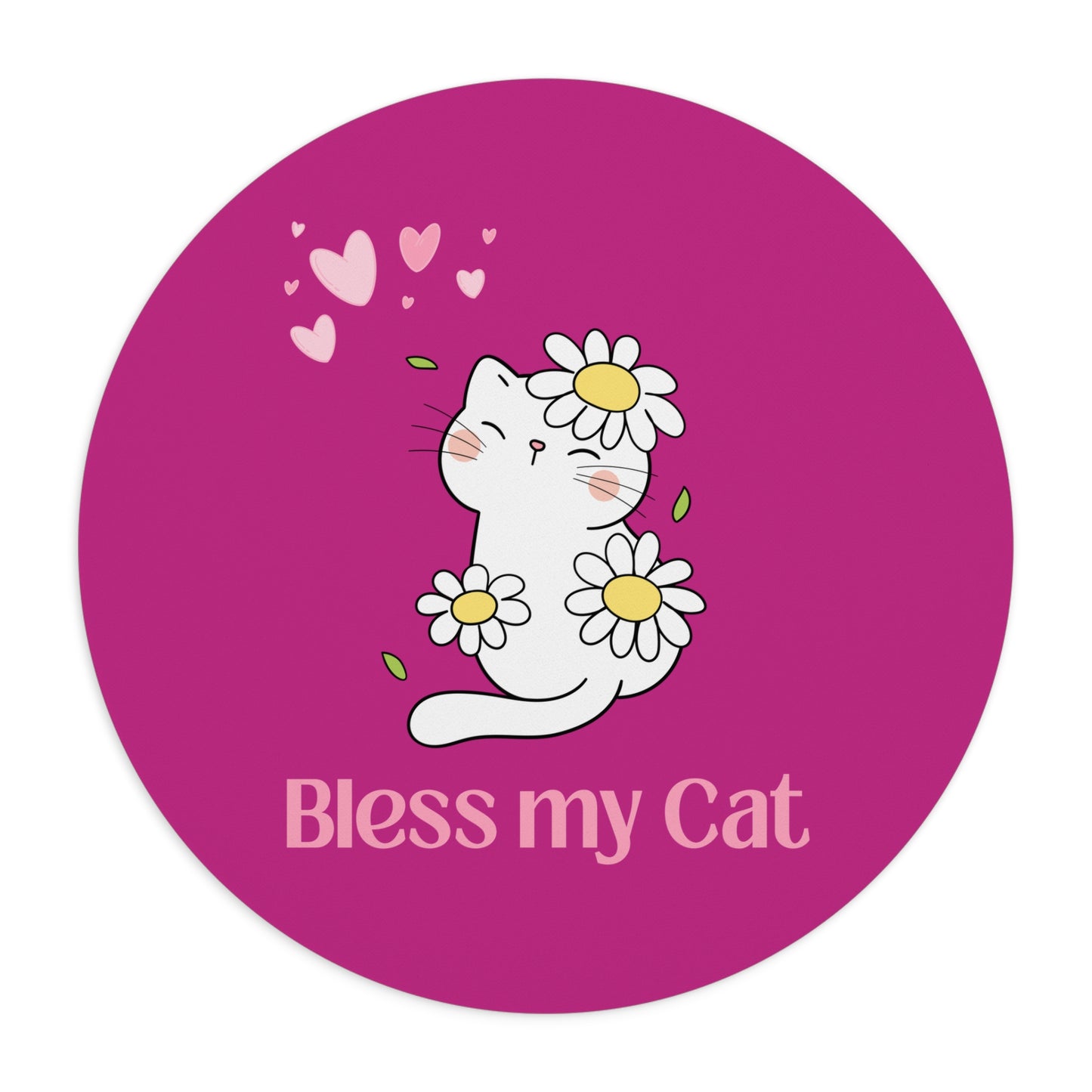 Pink Mouse Pad with Bless My Cat print