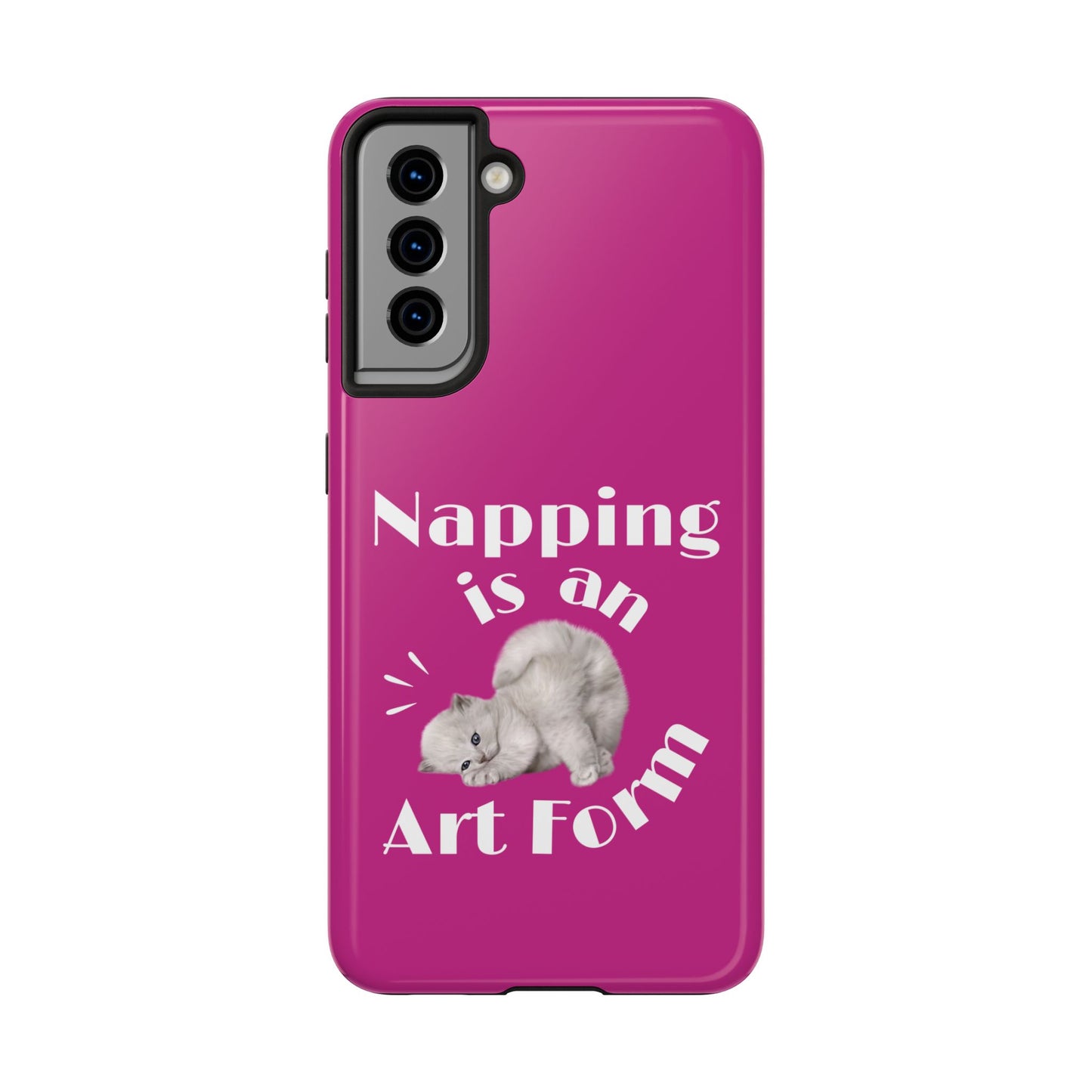 Napping Is An Art Form Printed Phone Case in Pink - Impact-Resistant with Wireless Charging Support