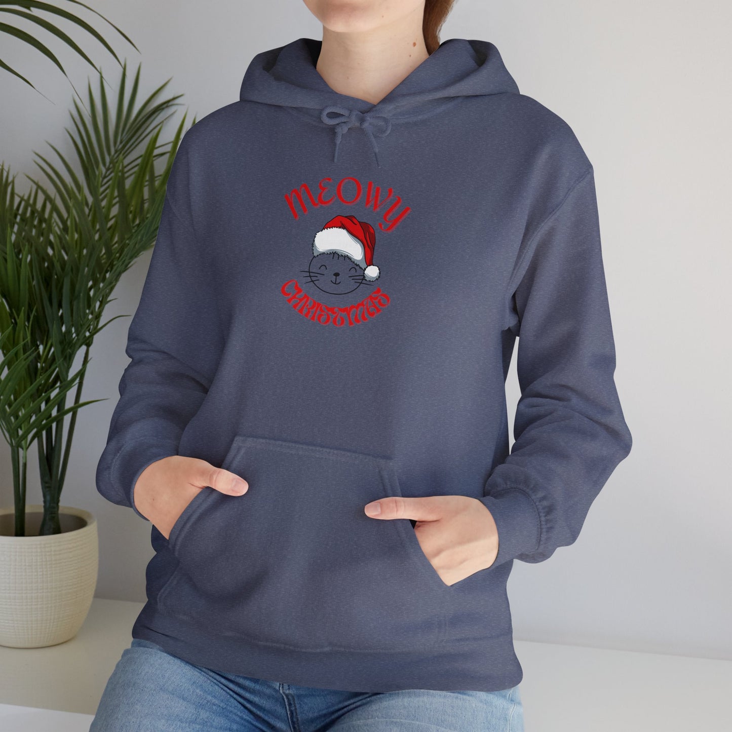 Unisex Heavy Blend™ Hooded Sweatshirt - Meowy Christmas