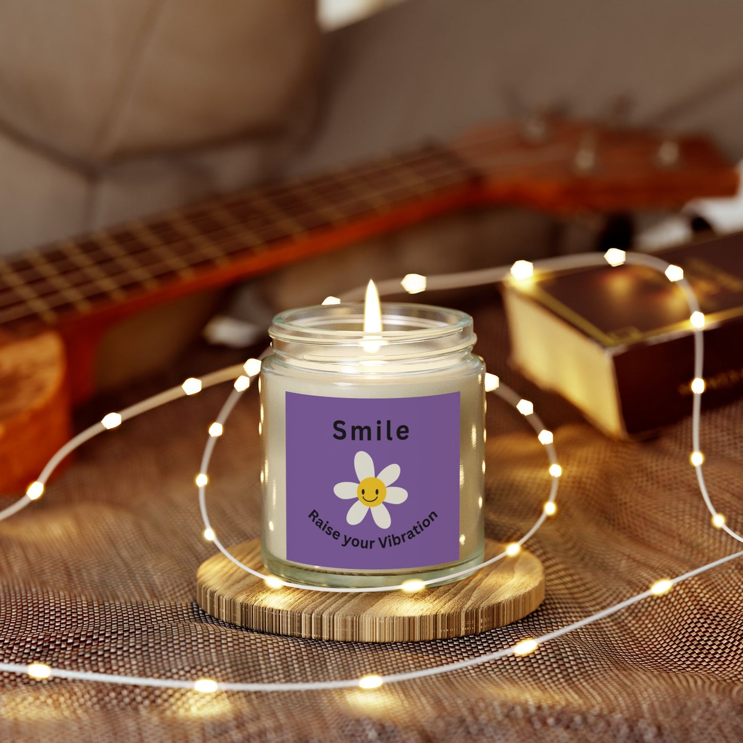 Purple Smile Raise Your Vibration 4oz Scented Candles made of Coconut Apricot Wax