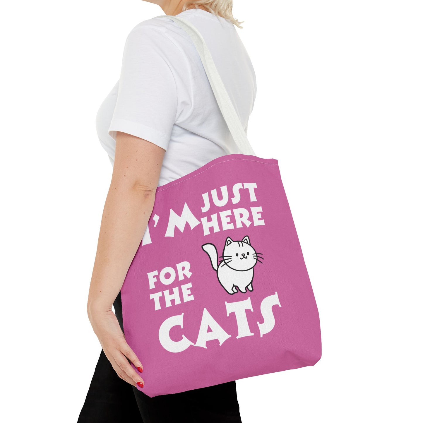 Custom-Printed Tote Bag - I'm Just Here for the Cats - 3 sizes