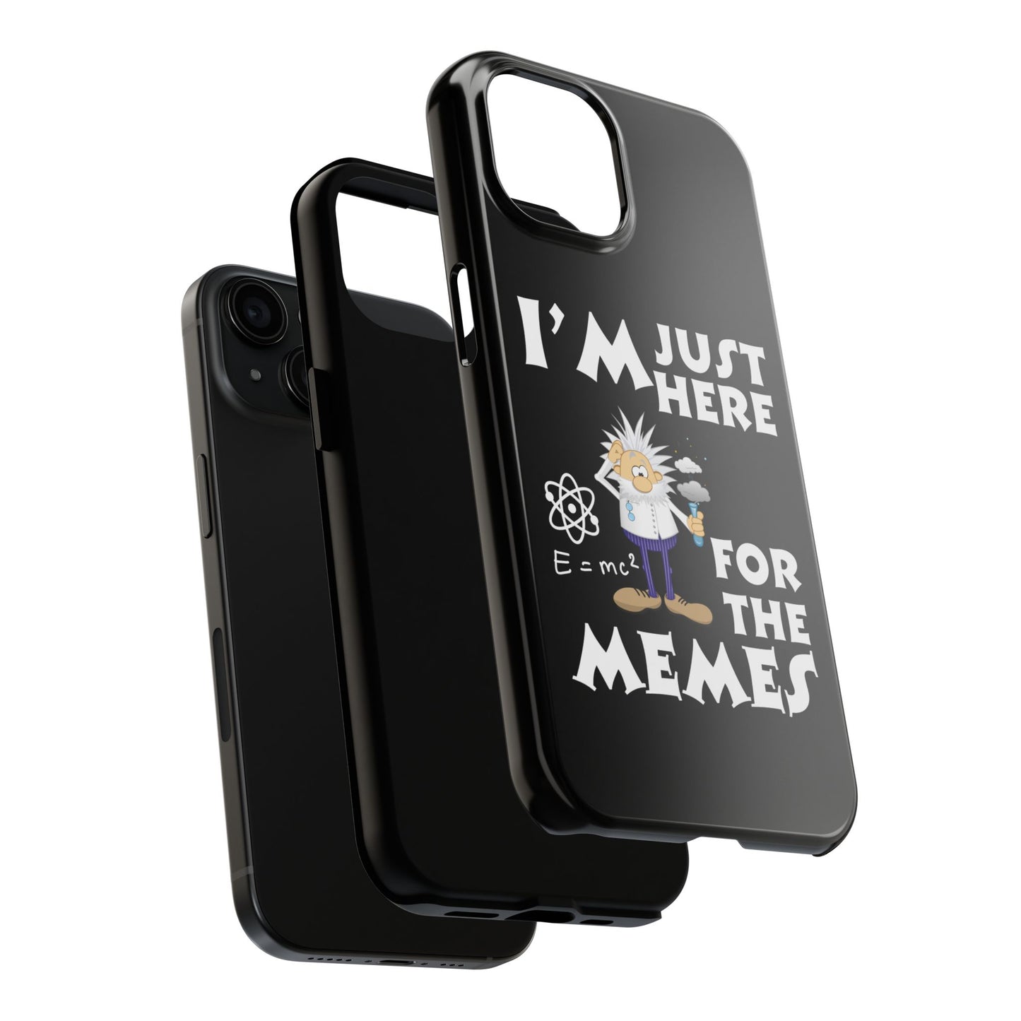 I'm Just Here for the Memes Printed Phone Case in Black - Impact-Resistant & Wireless Charging Support