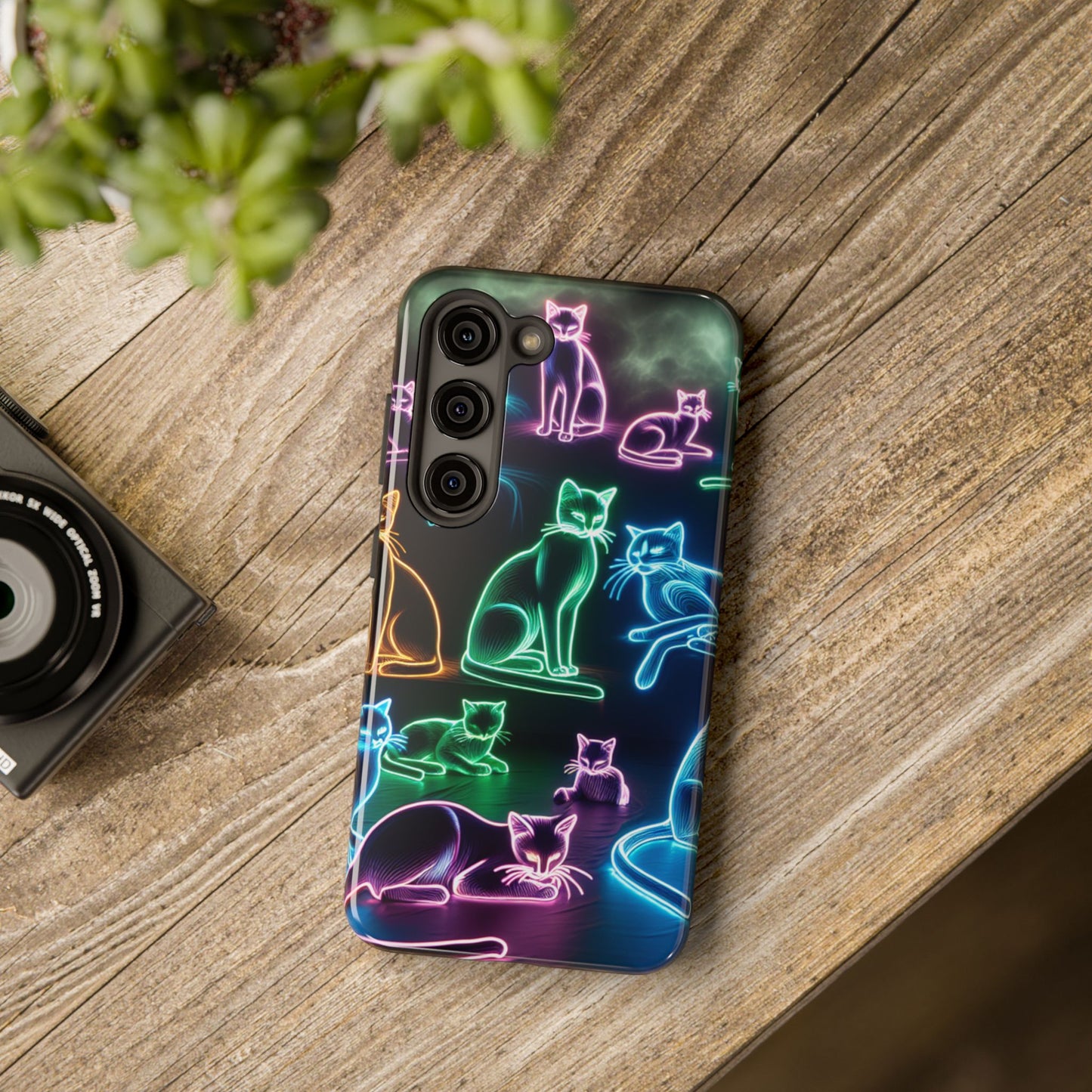 Neon Cats printed Phone Case