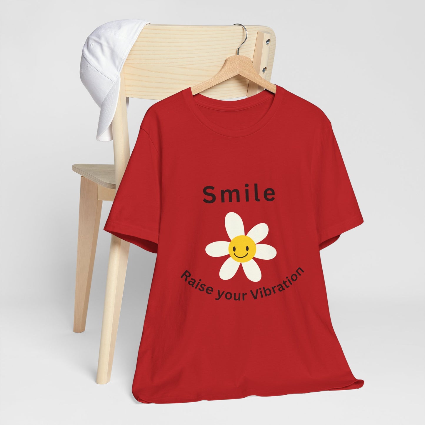 Unisex Crew Neck T-Shirt with Smile, Raise Your Vibration Print - Soft Cotton & Quality Bella-Canvas Design