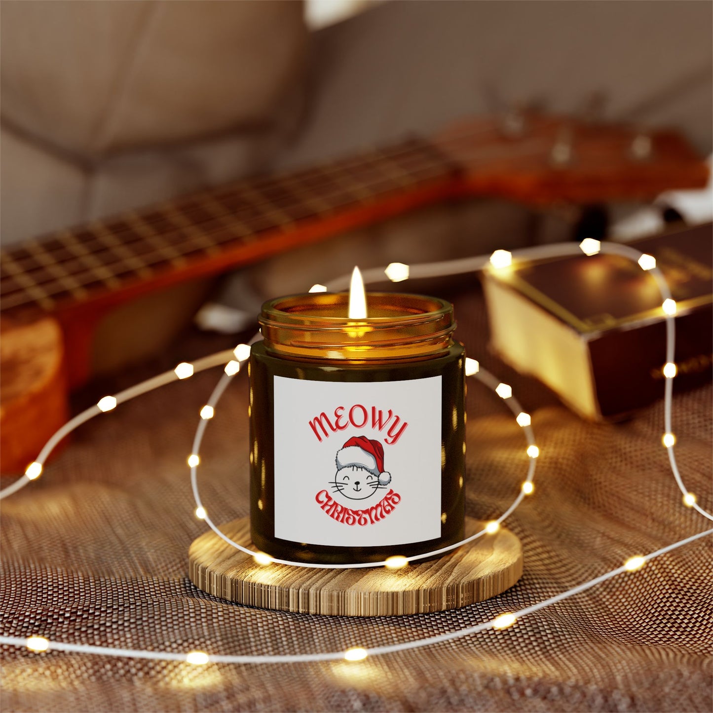 Meowy Christmas 4oz Scented Candles made of Coconut Apricot Wax