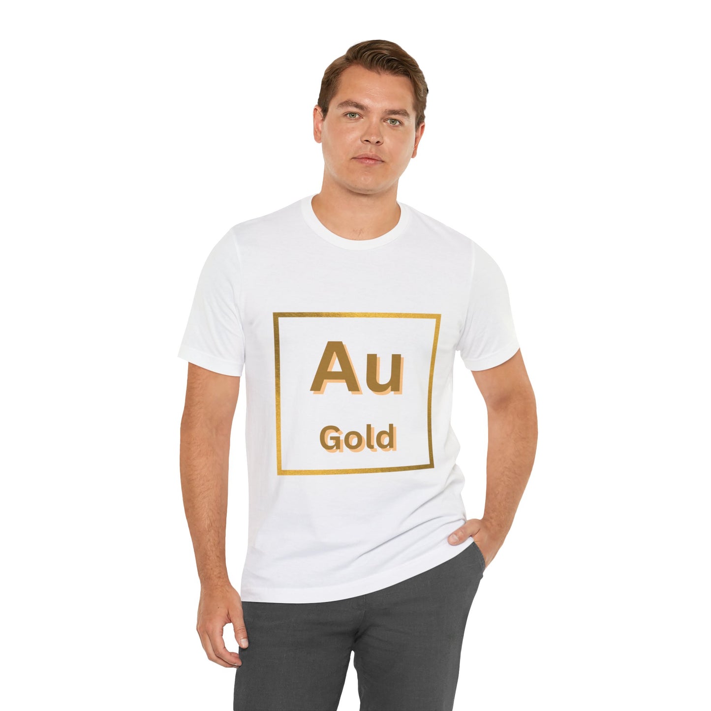 Unisex Crew Neck T-Shirt with Au Gold Print - Soft Cotton & Quality Bella-Canvas Design