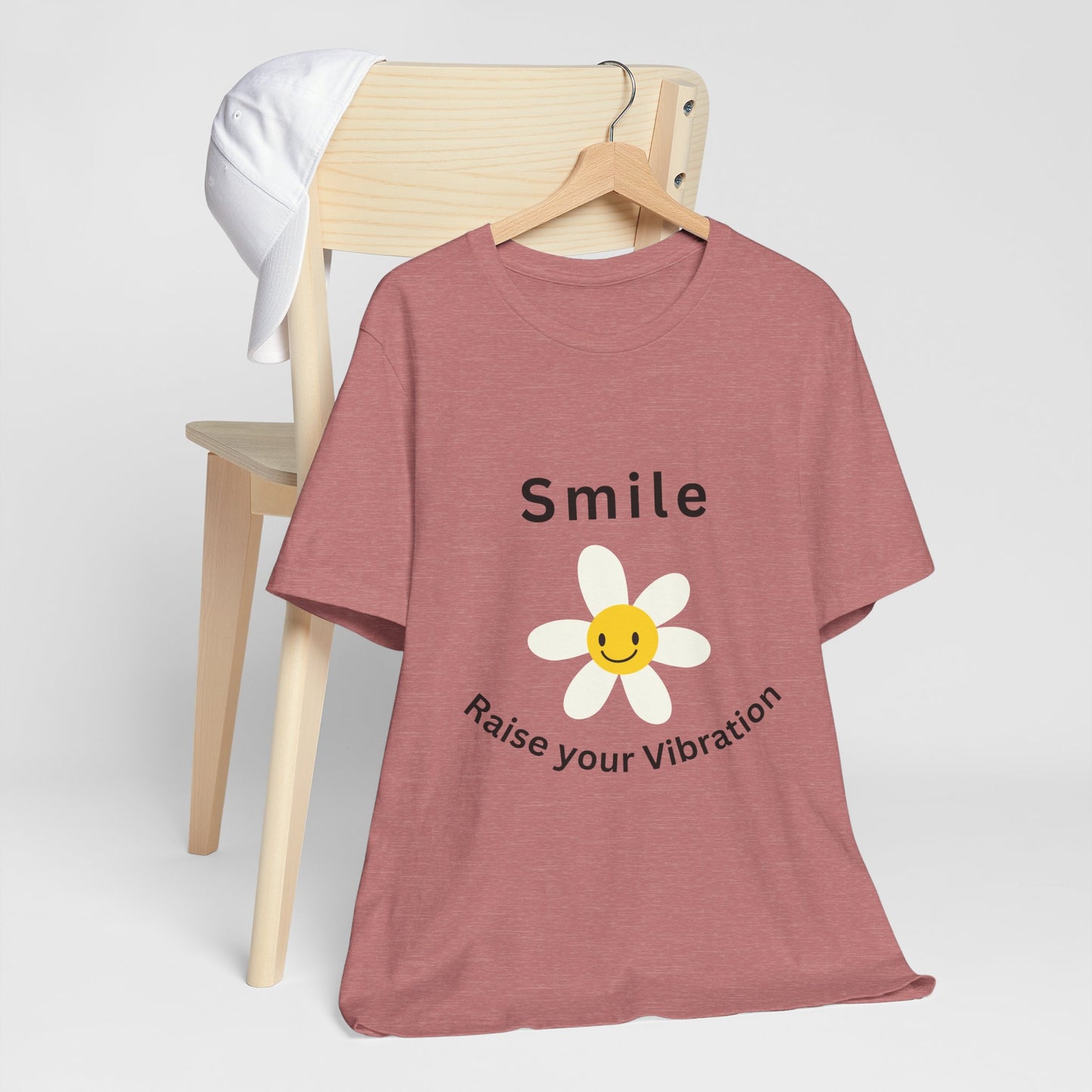 Unisex Crew Neck T-Shirt with Smile, Raise Your Vibration Print - Soft Cotton & Quality Bella-Canvas Design