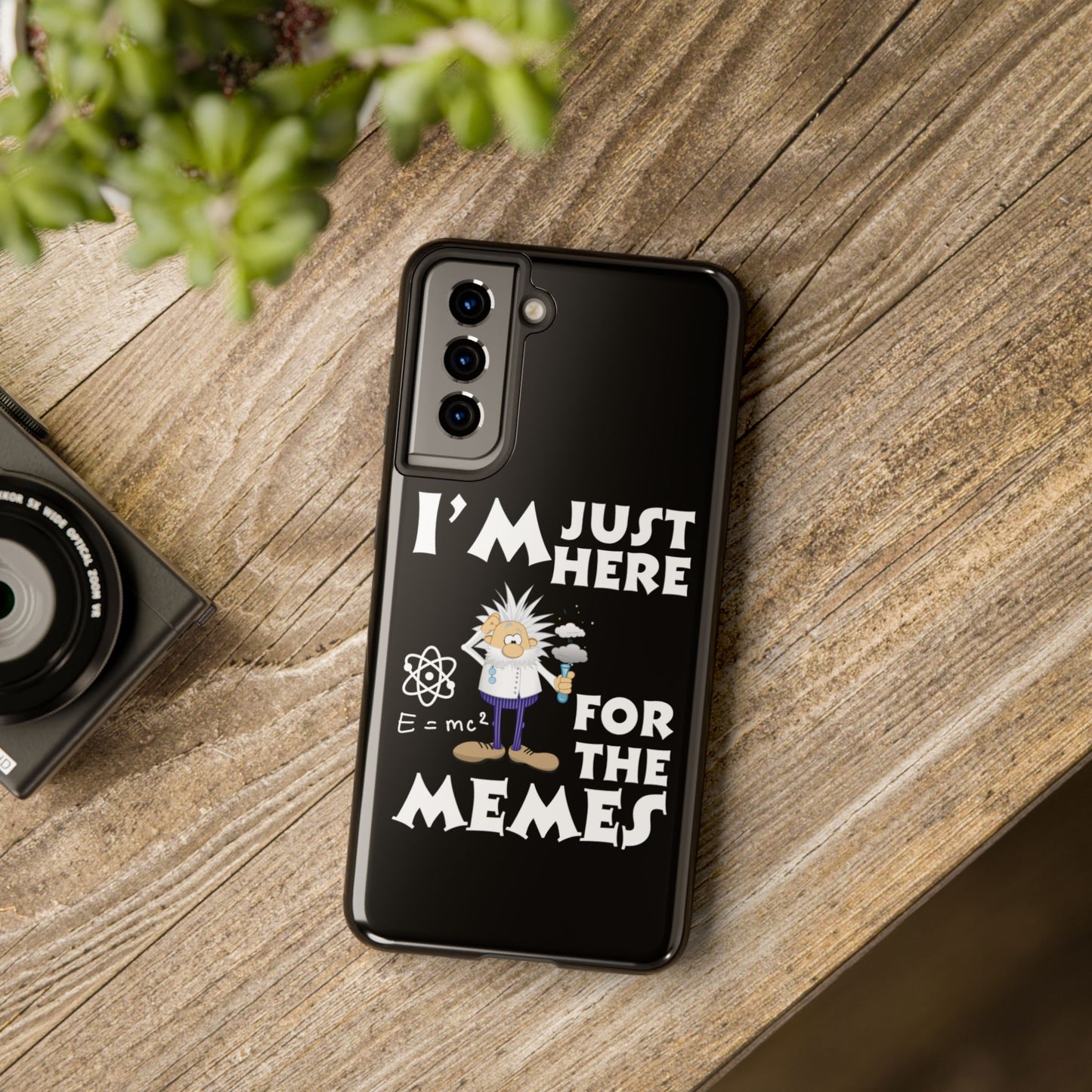 I'm Just Here for the Memes Printed Phone Case in Black - Impact-Resistant & Wireless Charging Support