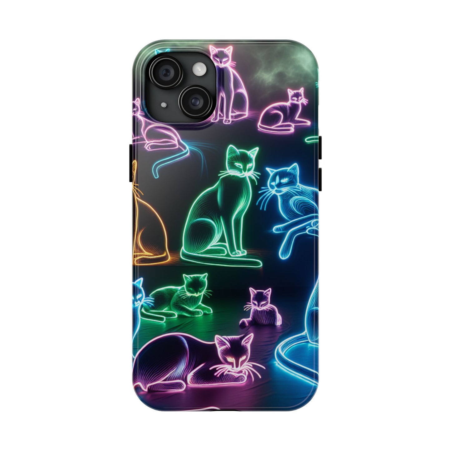 Neon Cats printed Phone Case