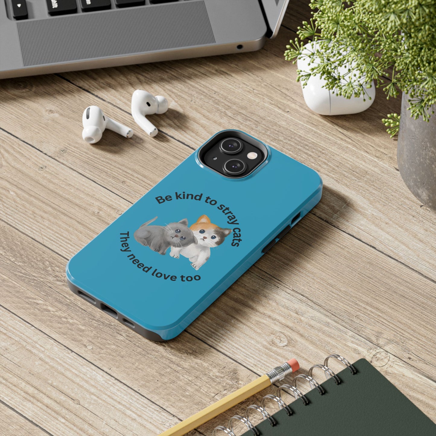 Blue Be Kind to Stray Cats Printed Phone Case - Impact-Resistant TPU & Polycarbonate