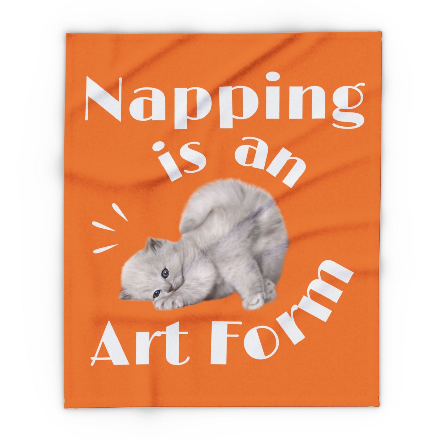 Orange Arctic Fleece Blanket - Napping is an Art Form print