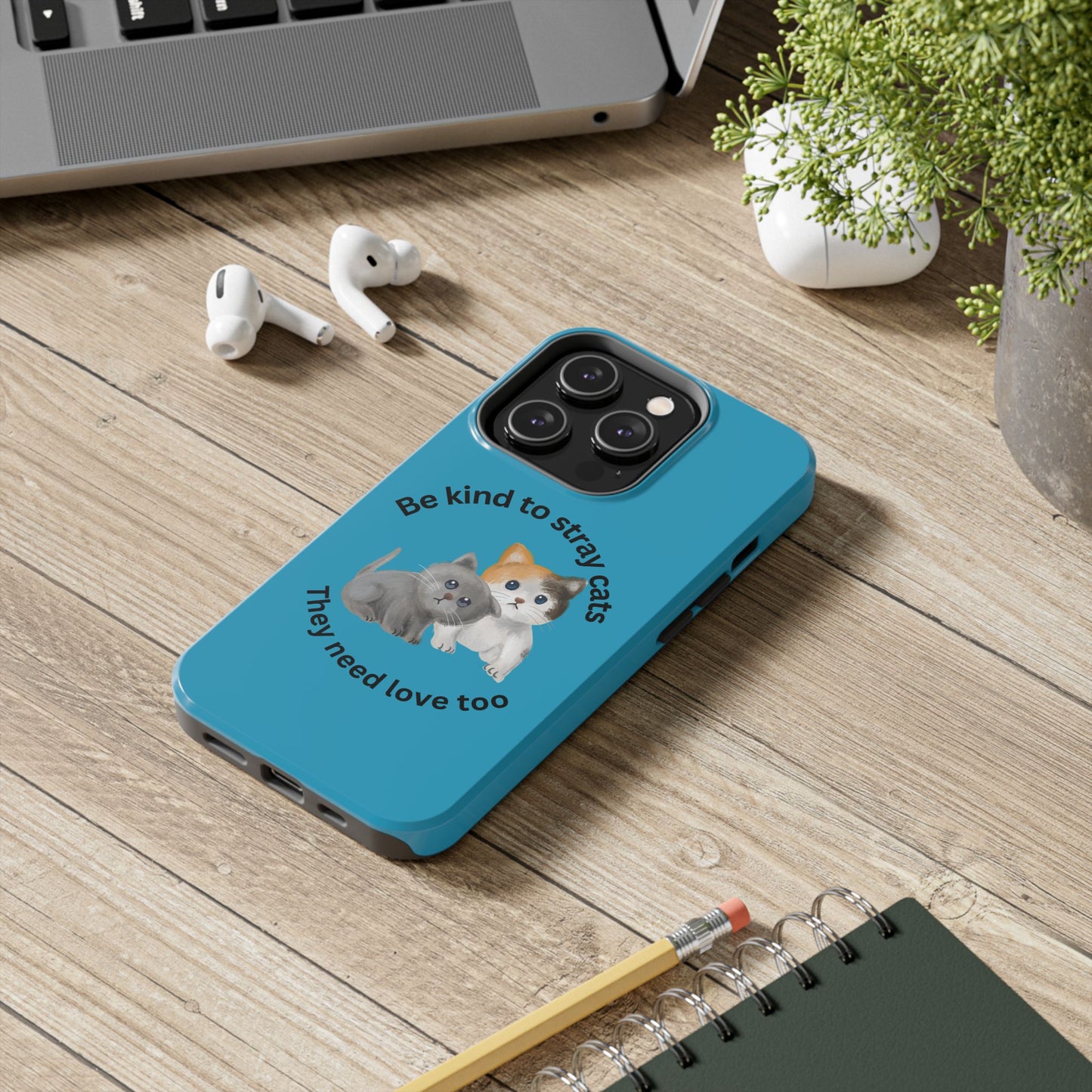 Blue Be Kind to Stray Cats Printed Phone Case - Impact-Resistant TPU & Polycarbonate