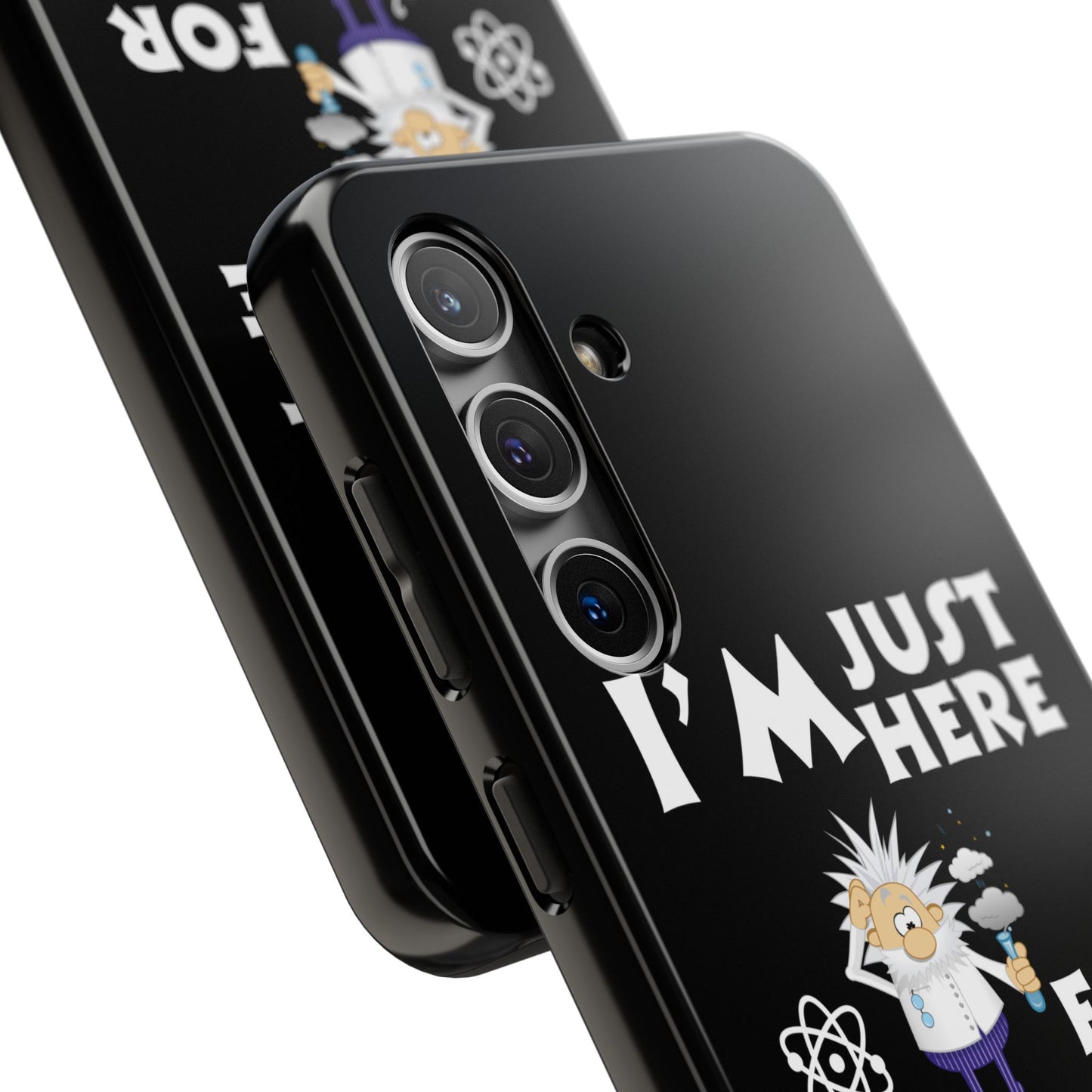 I'm Just Here for the Memes Printed Phone Case in Black - Impact-Resistant & Wireless Charging Support