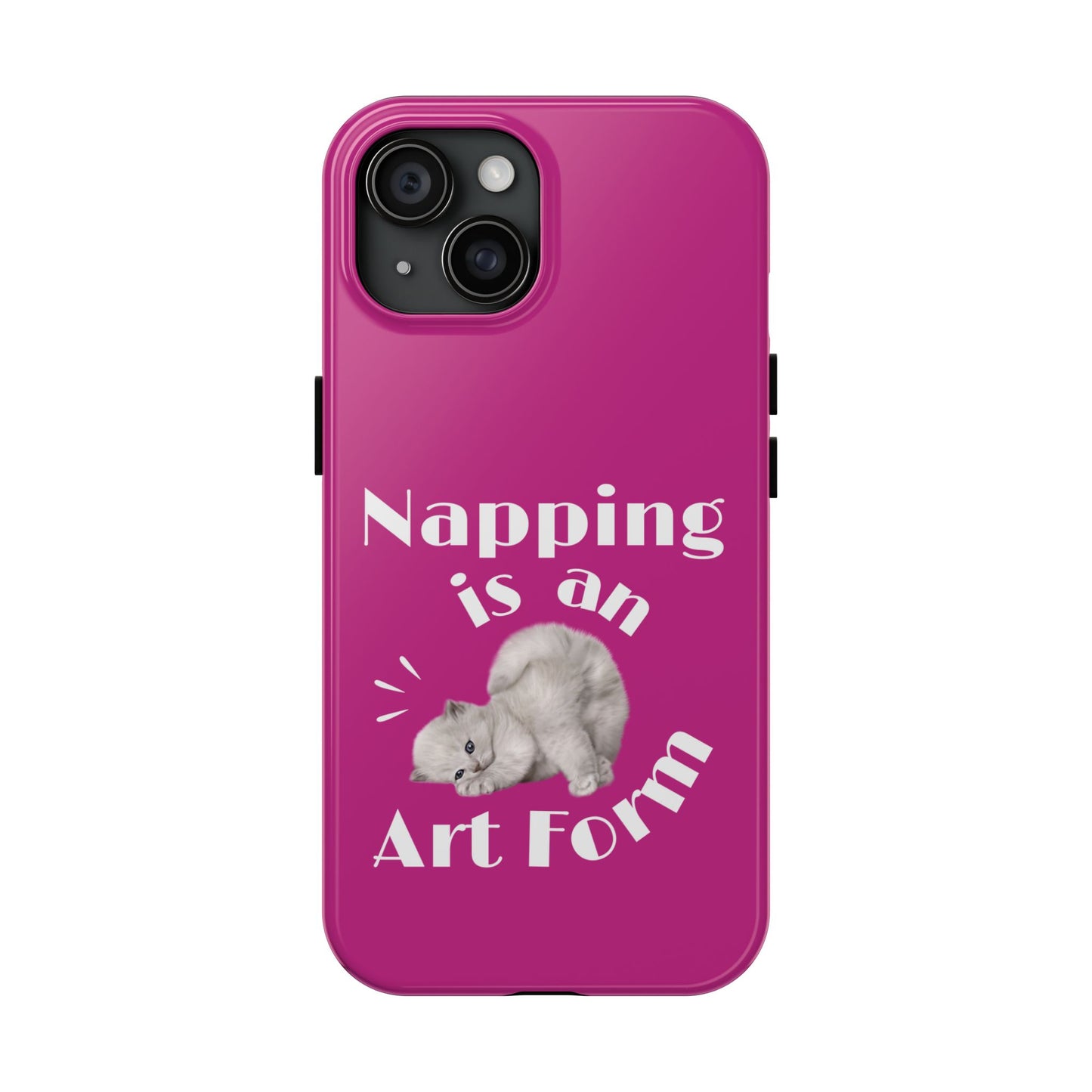 Napping Is An Art Form Printed Phone Case in Pink - Impact-Resistant with Wireless Charging Support