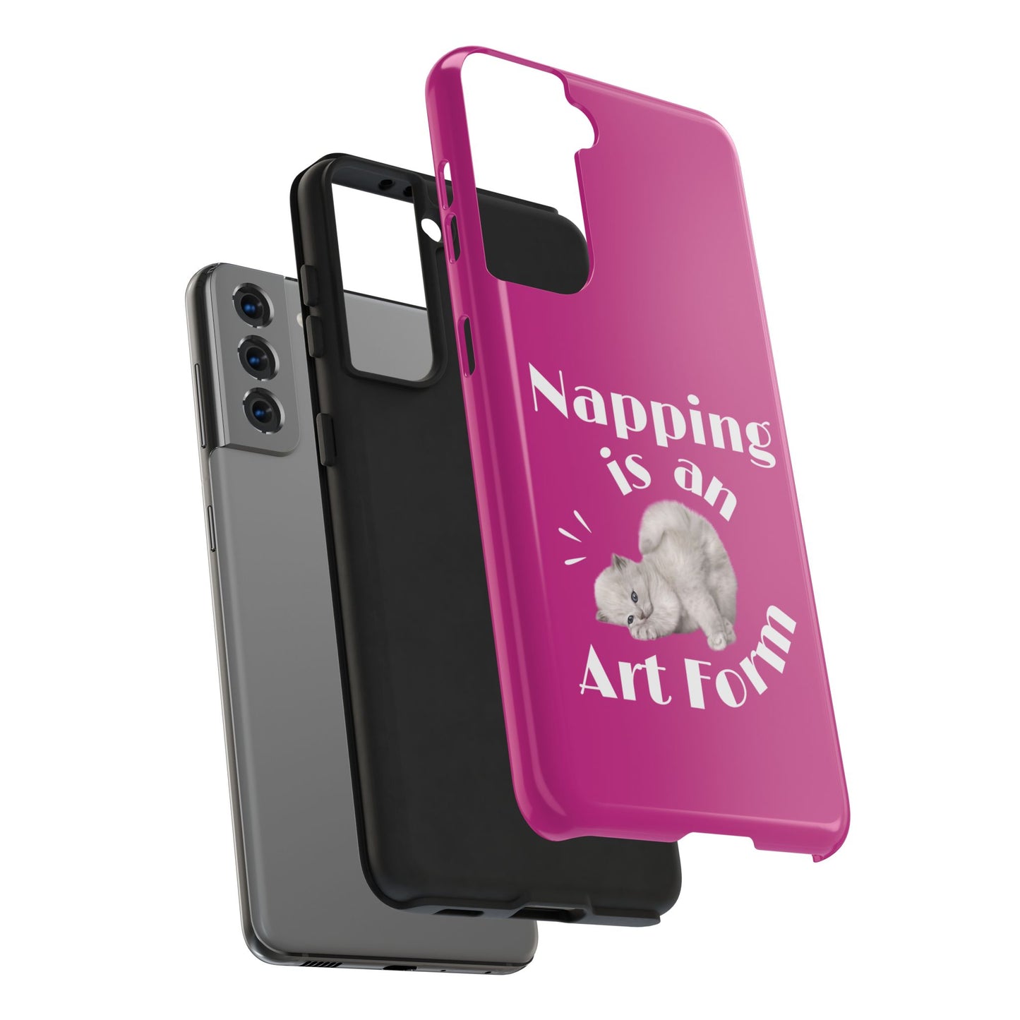 Napping Is An Art Form Printed Phone Case in Pink - Impact-Resistant with Wireless Charging Support