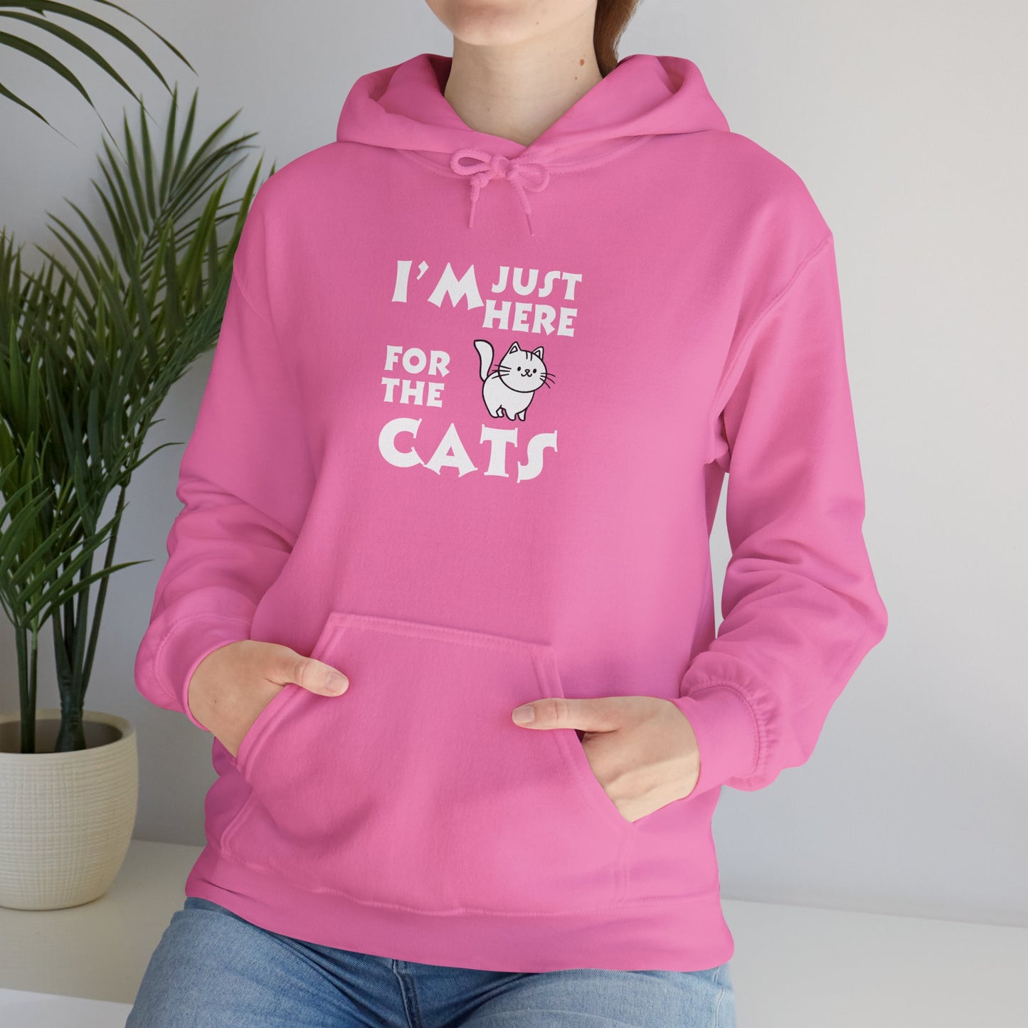 Unisex Heavy Blend™ Hooded Sweatshirt - I'm Just Here for the Cats