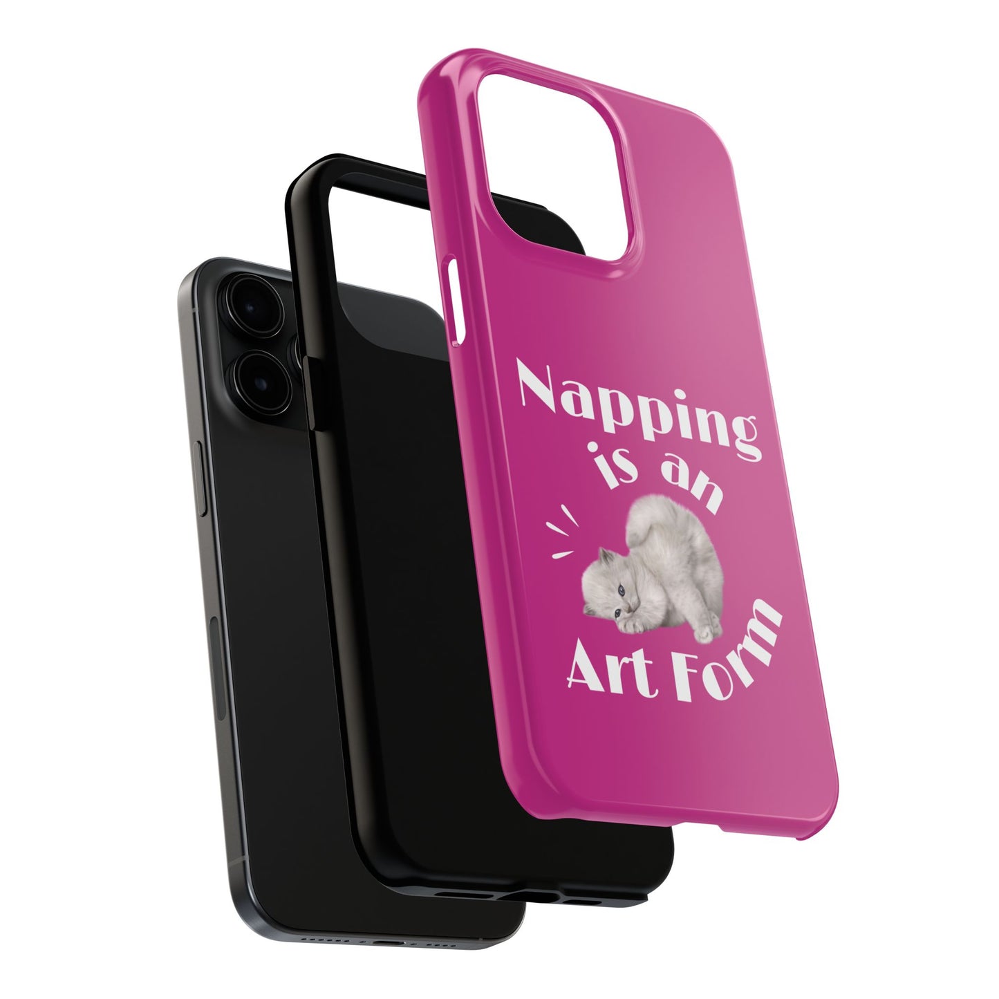 Napping Is An Art Form Printed Phone Case in Pink - Impact-Resistant with Wireless Charging Support