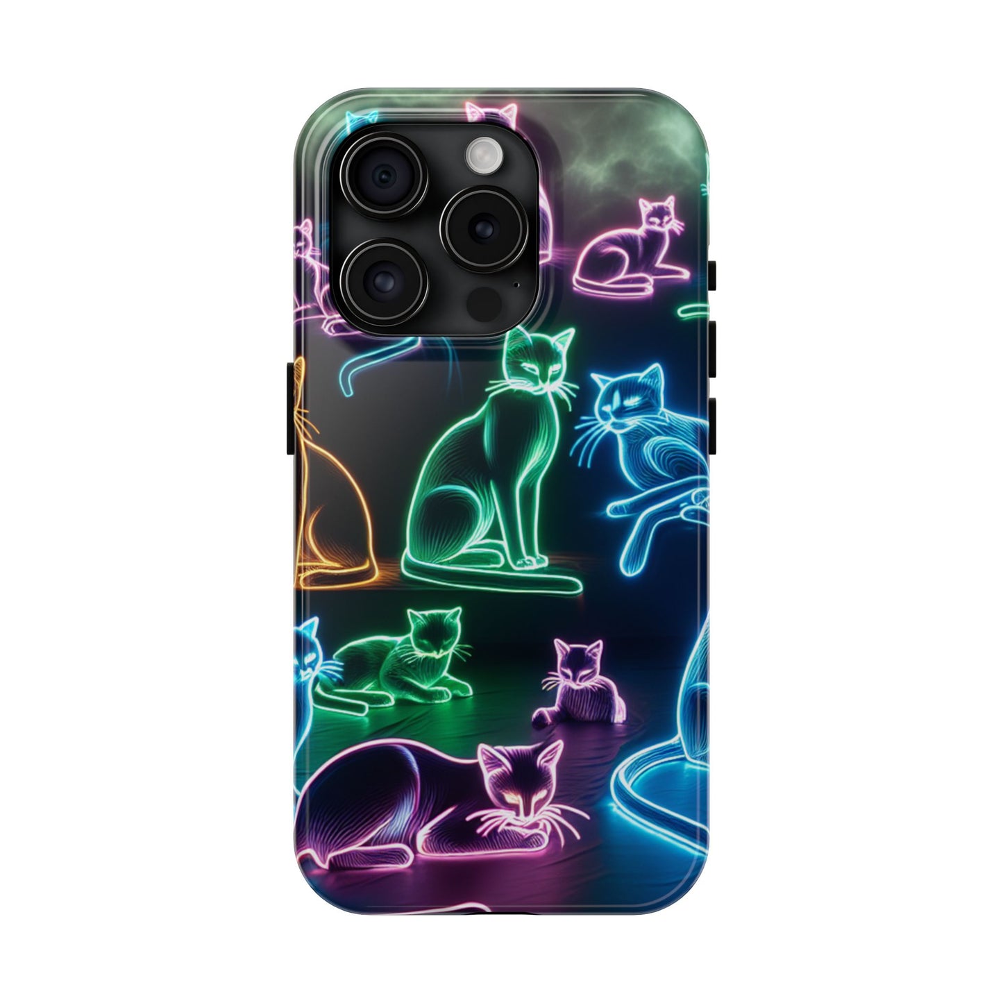 Neon Cats printed Phone Case