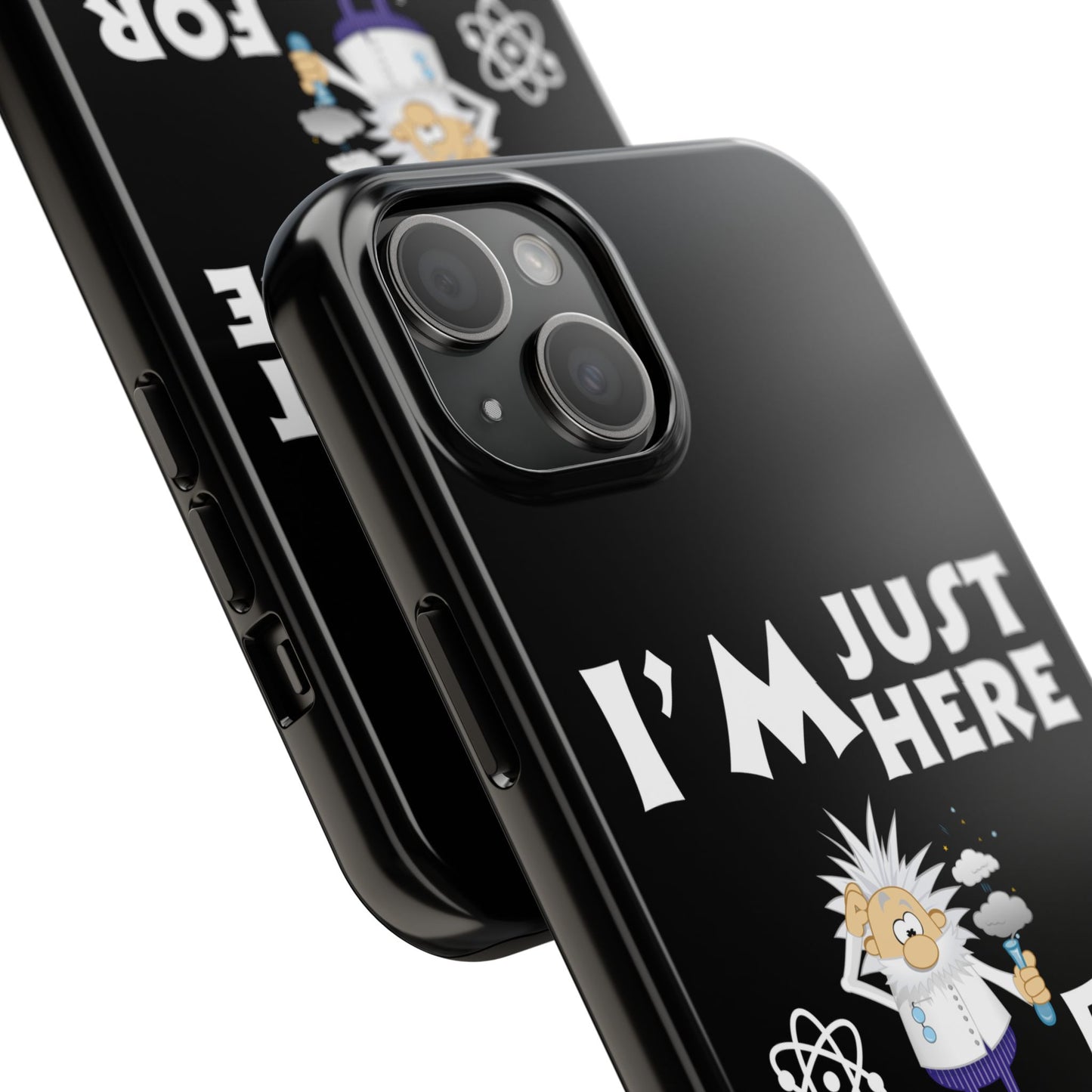 I'm Just Here for the Memes Printed Phone Case in Black - Impact-Resistant & Wireless Charging Support