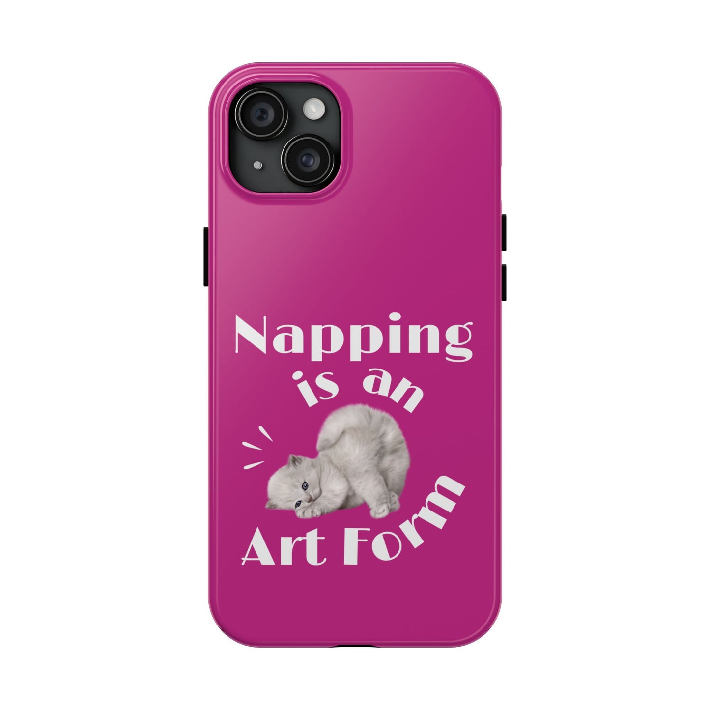 Napping Is An Art Form Printed Phone Case in Pink - Impact-Resistant with Wireless Charging Support