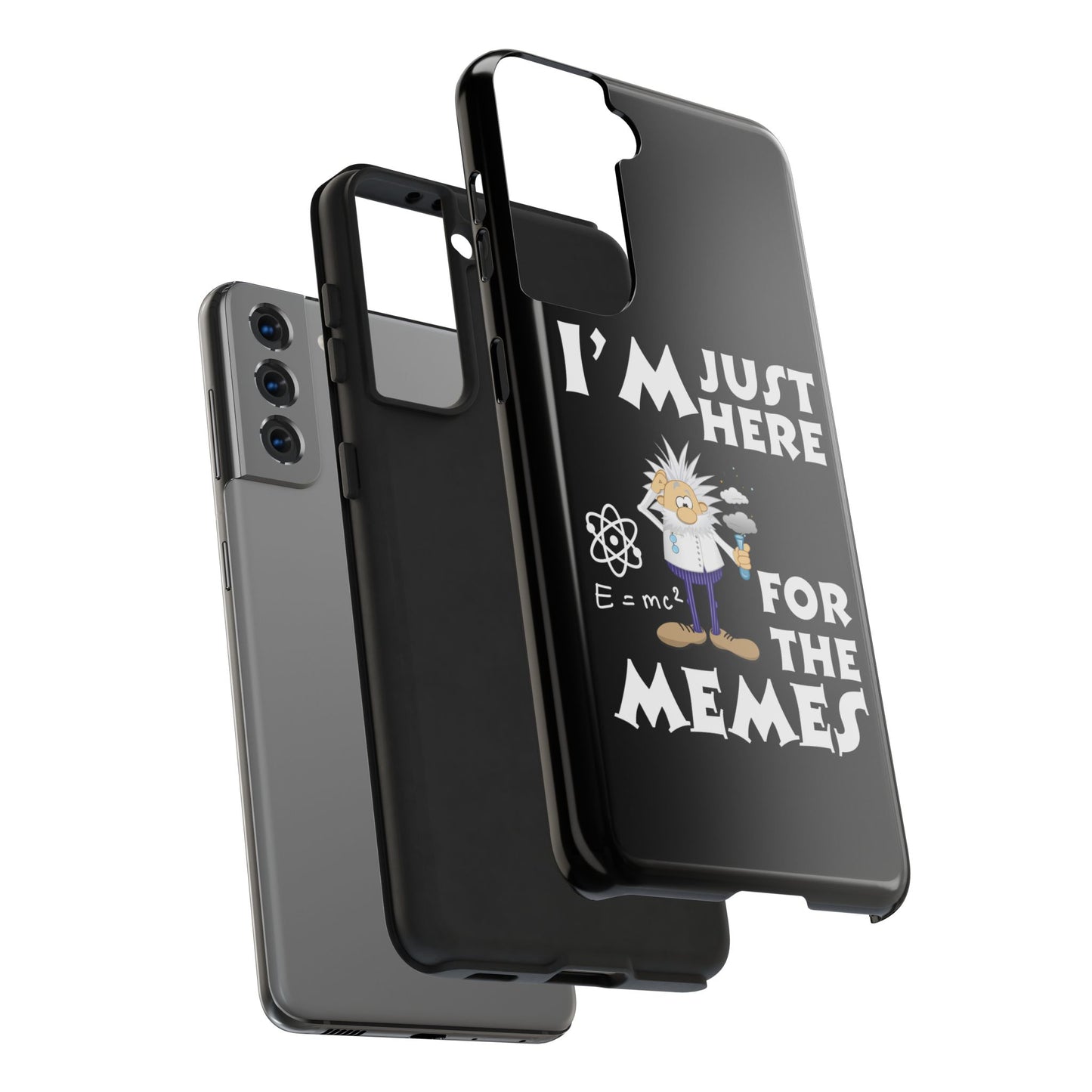 I'm Just Here for the Memes Printed Phone Case in Black - Impact-Resistant & Wireless Charging Support