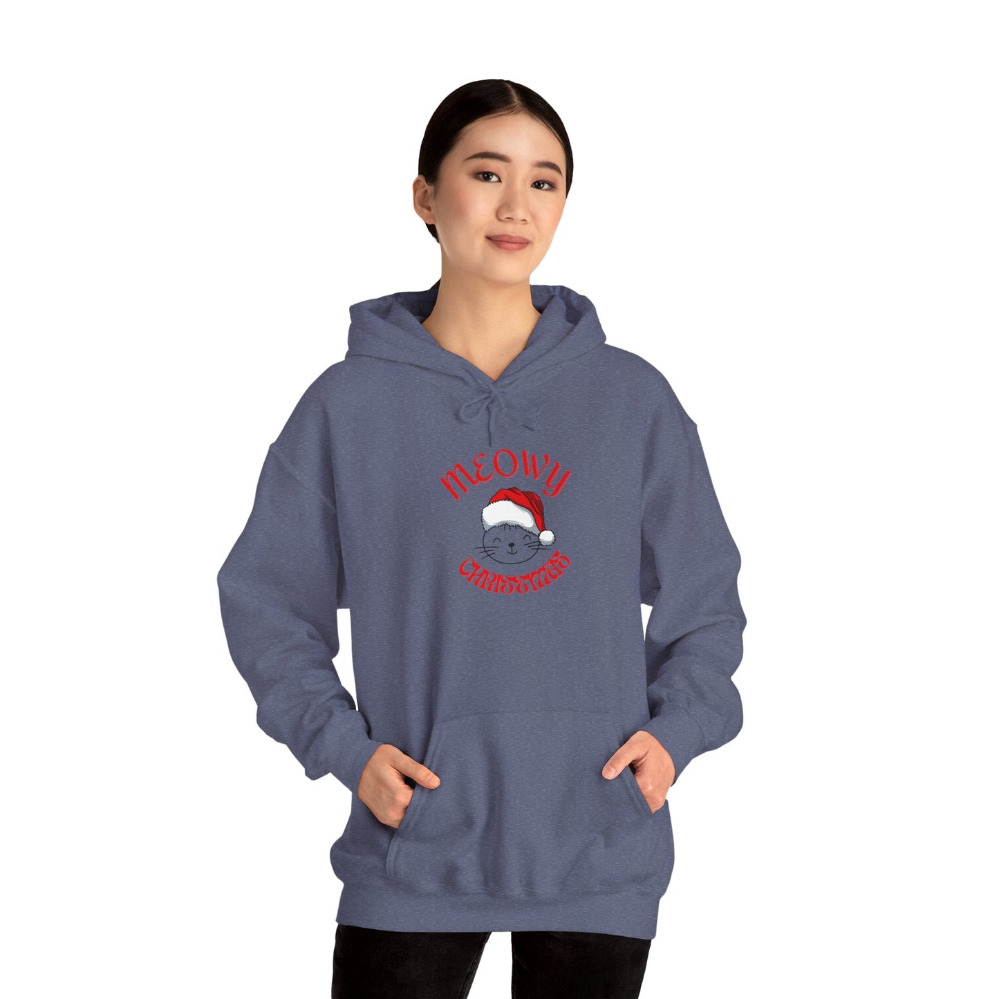 Unisex Heavy Blend™ Hooded Sweatshirt - Meowy Christmas