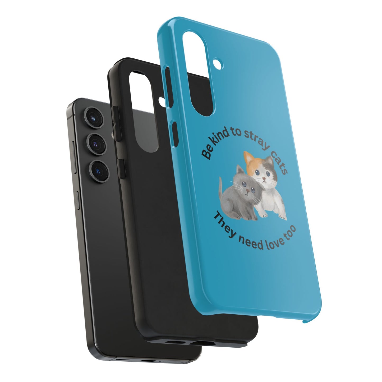 Blue Be Kind to Stray Cats Printed Phone Case - Impact-Resistant TPU & Polycarbonate