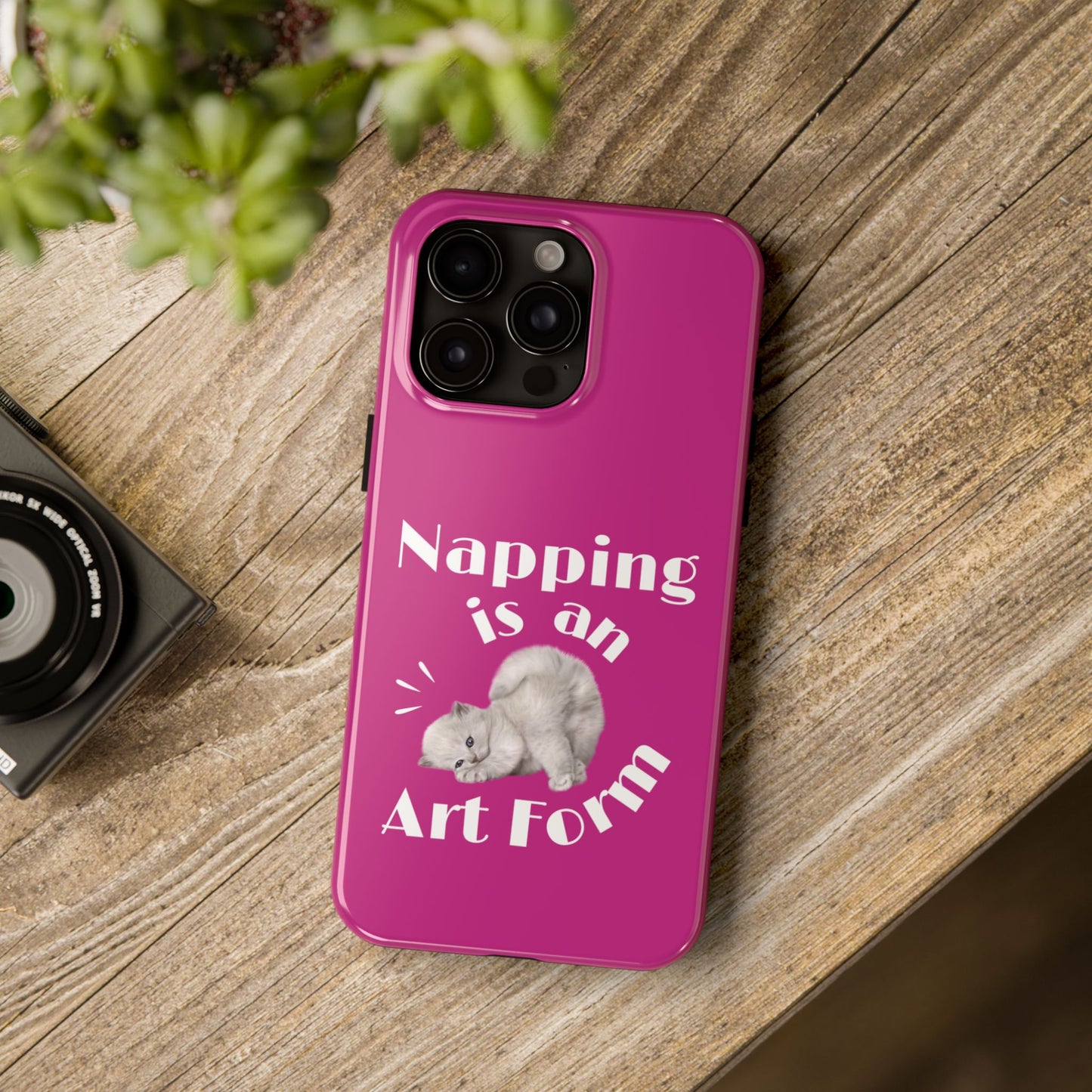 Napping Is An Art Form Printed Phone Case in Pink - Impact-Resistant with Wireless Charging Support