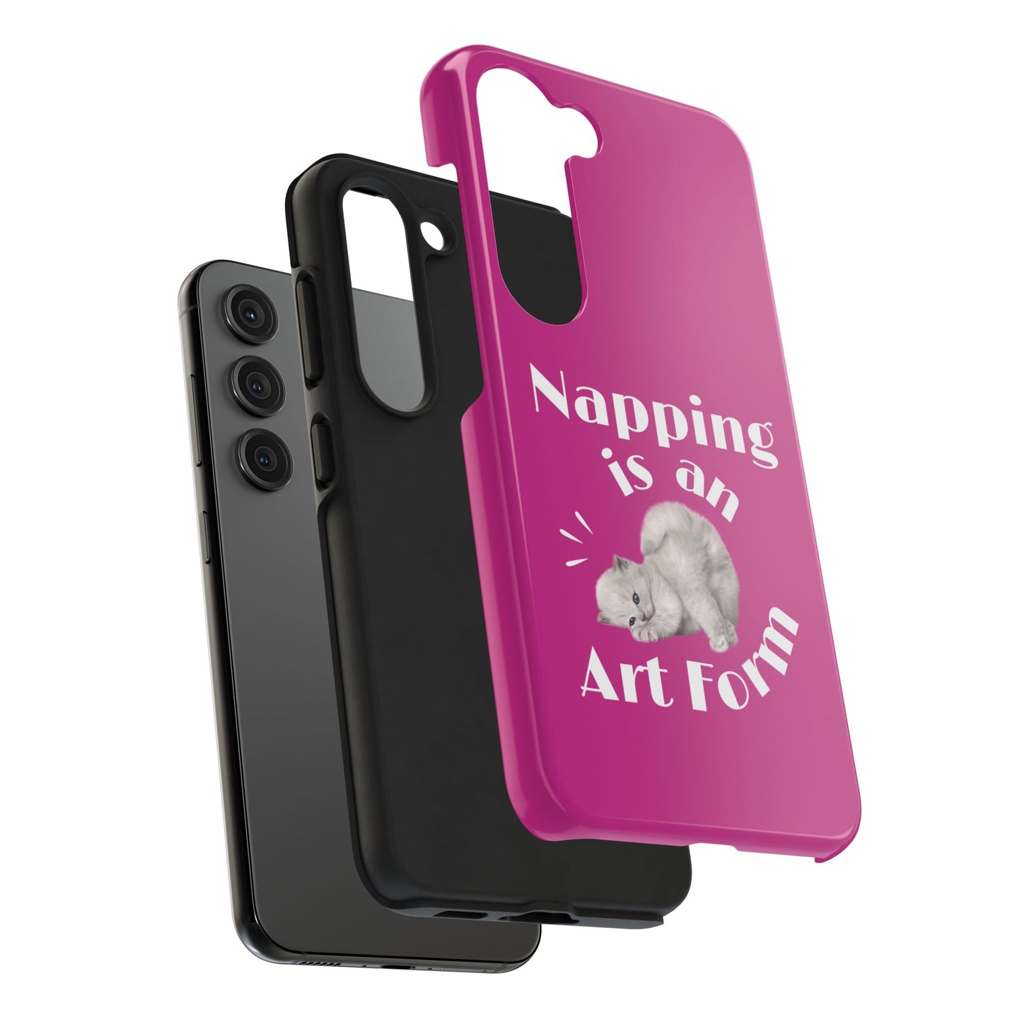 Napping Is An Art Form Printed Phone Case in Pink - Impact-Resistant with Wireless Charging Support